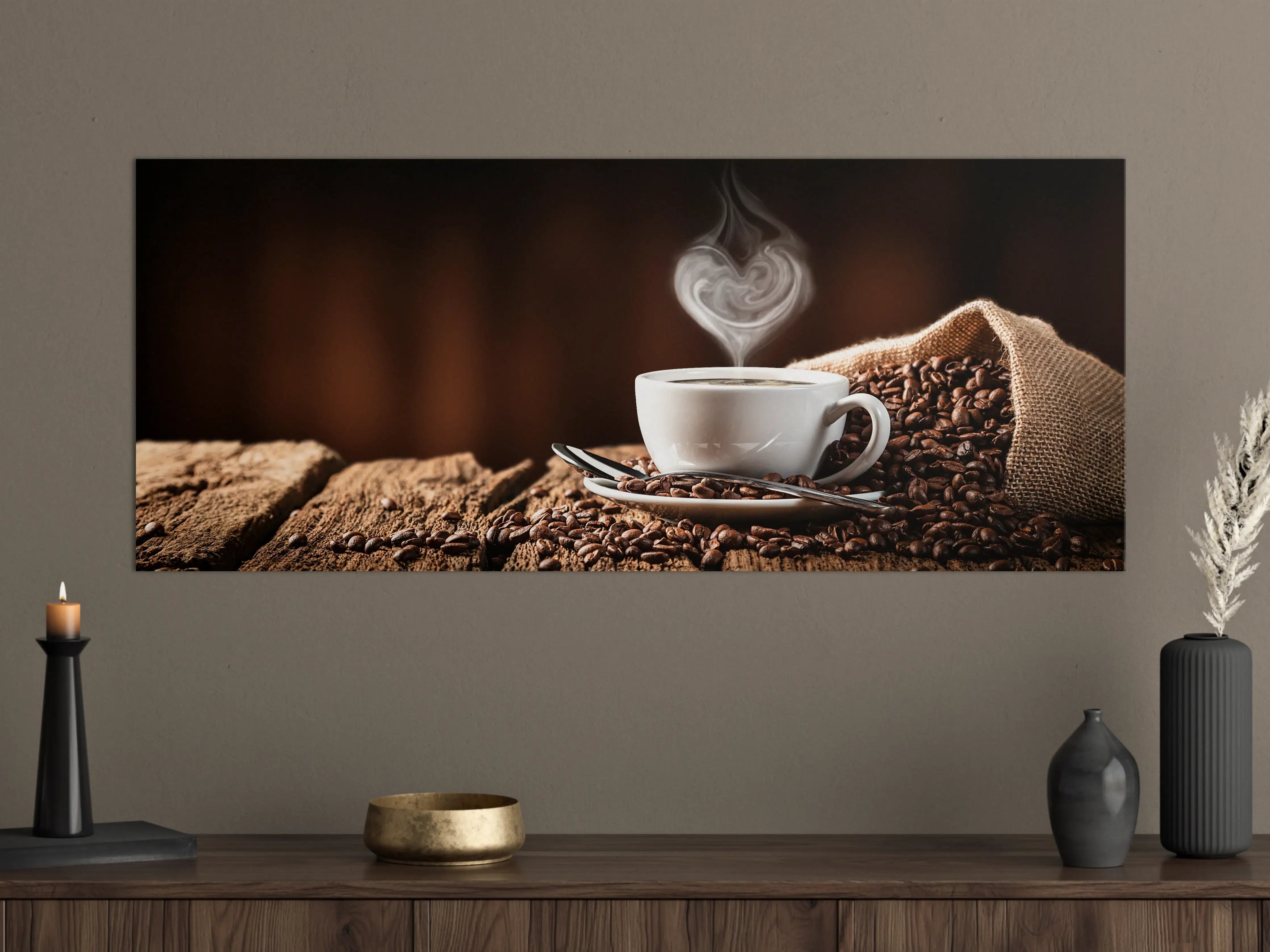 Große Wandbilder - Kaffeetasse mit herzförmigem Dampf
