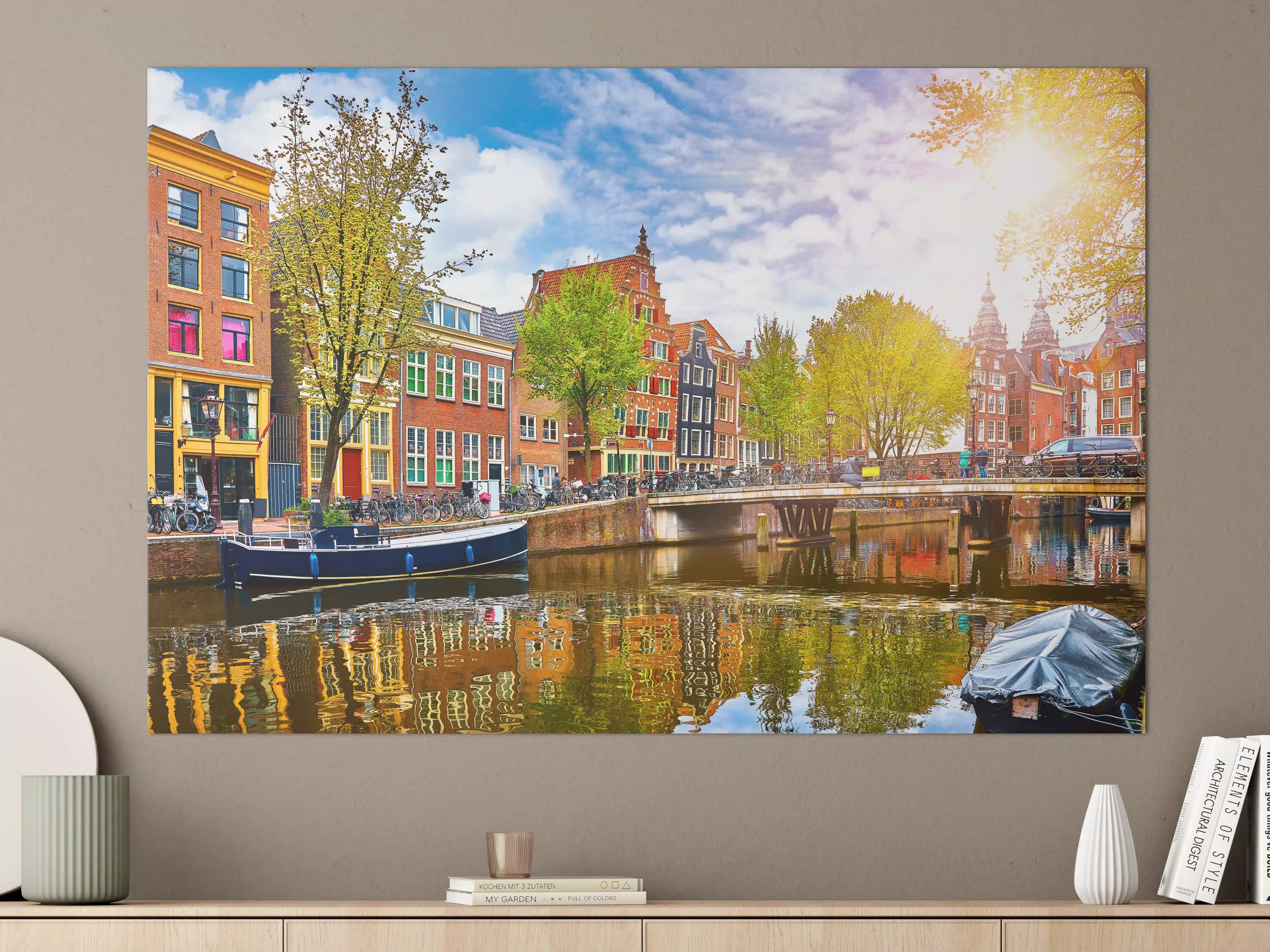 Große Wandbilder - Kanal in Amsterdam bei Tag