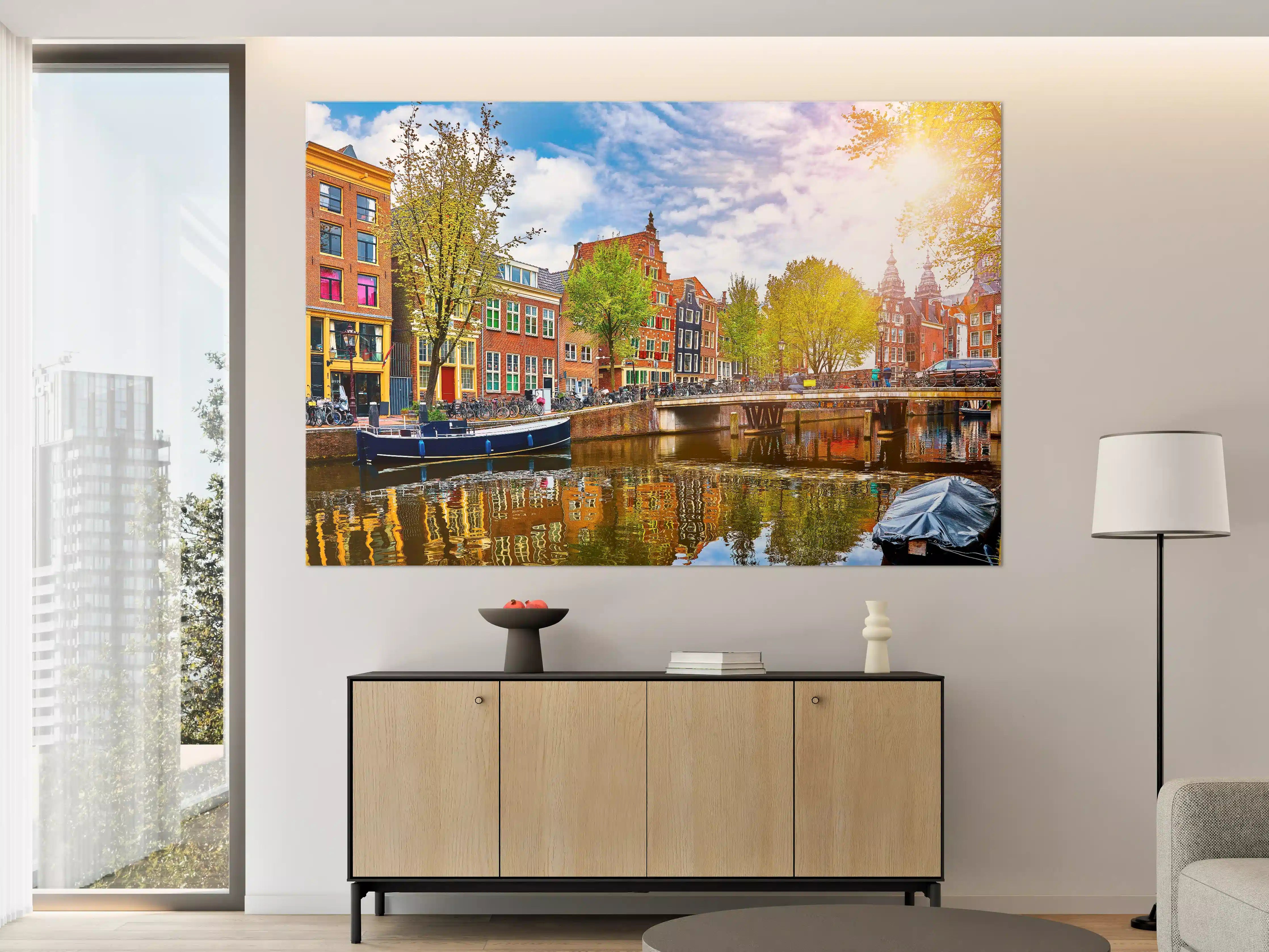 Große Wandbilder - Kanal in Amsterdam bei Tag