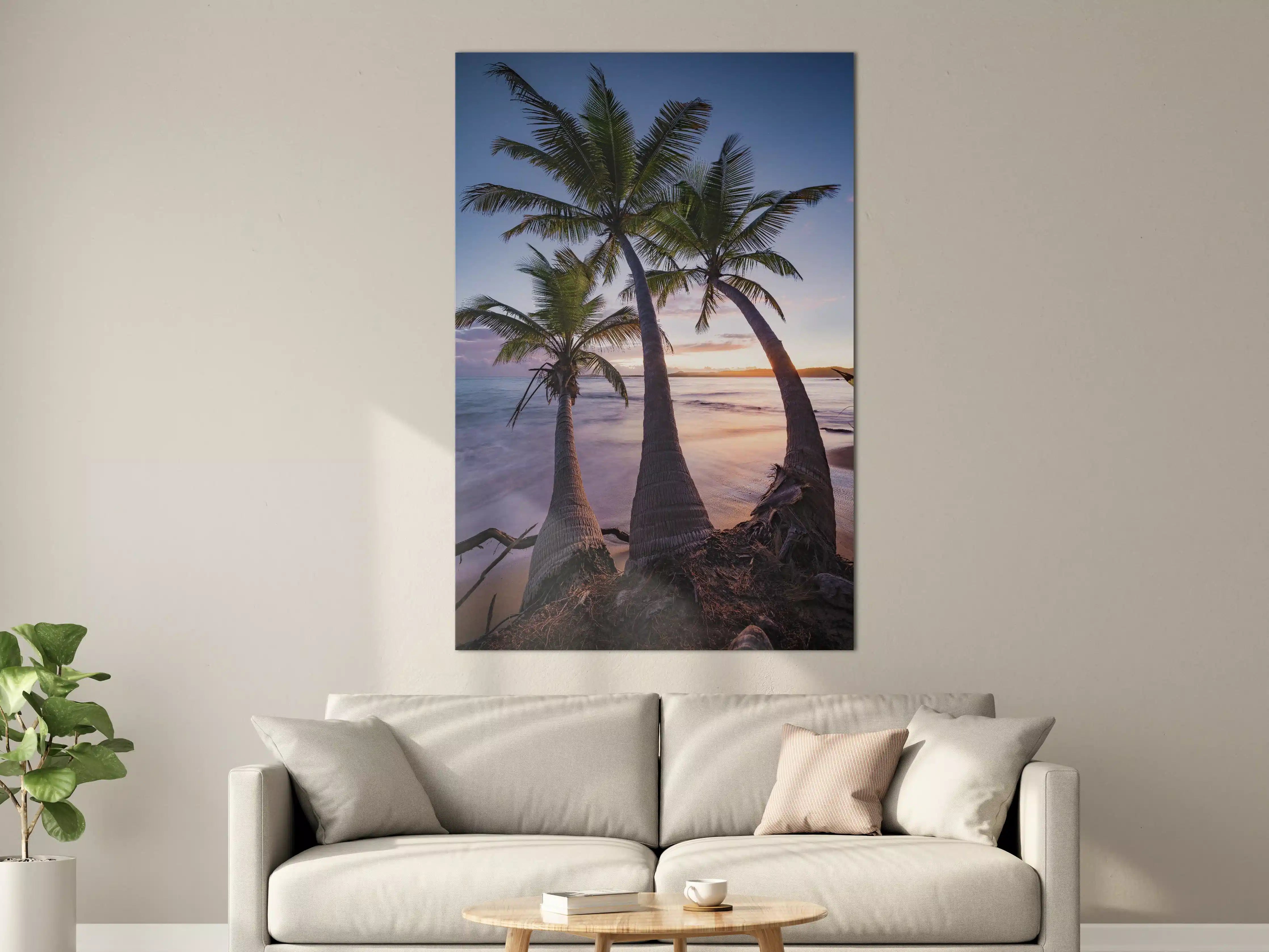 Große Wandbilder - Karibischer Palmen-Sonnenuntergang