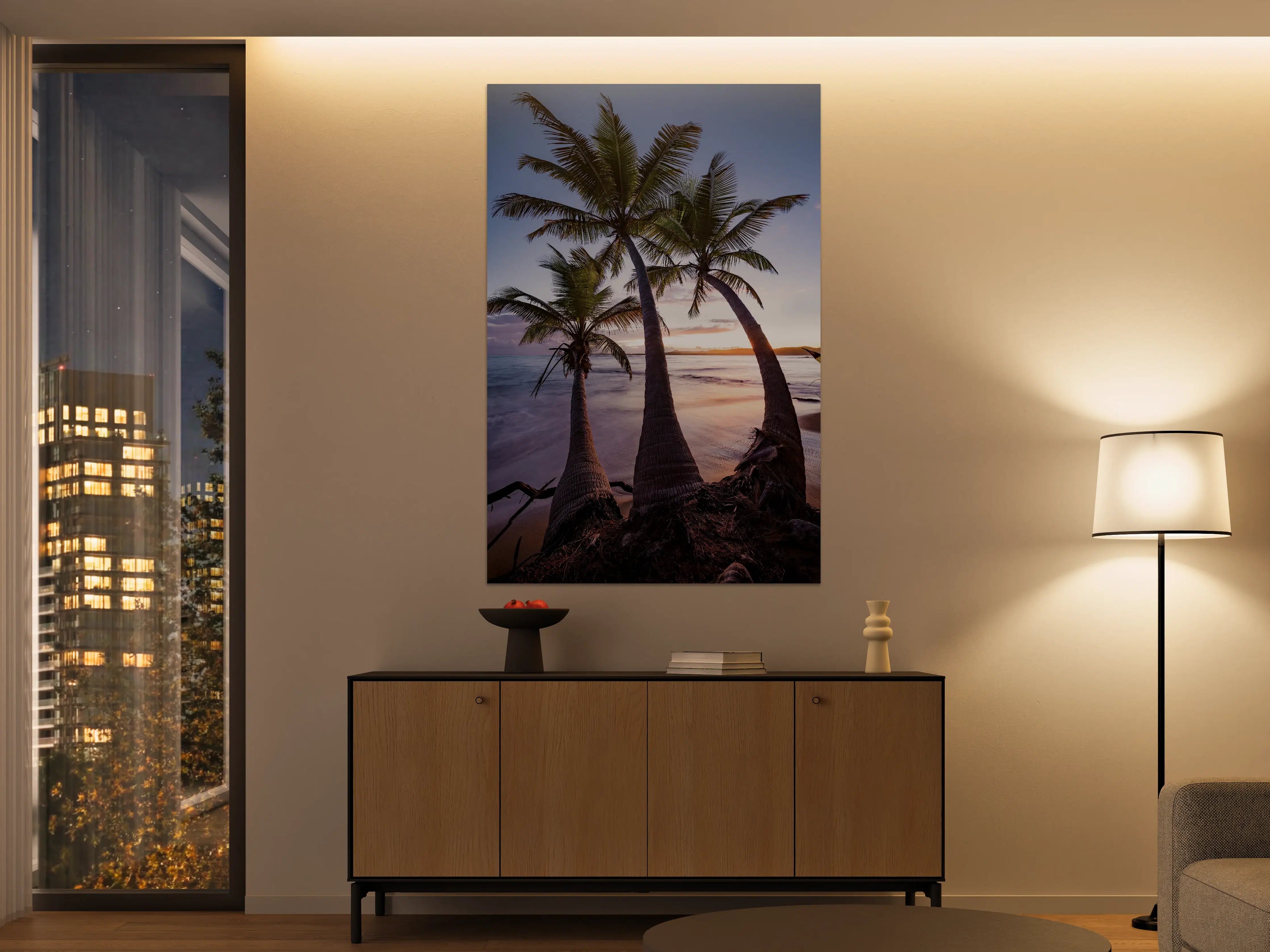 Große Wandbilder - Karibischer Palmen-Sonnenuntergang