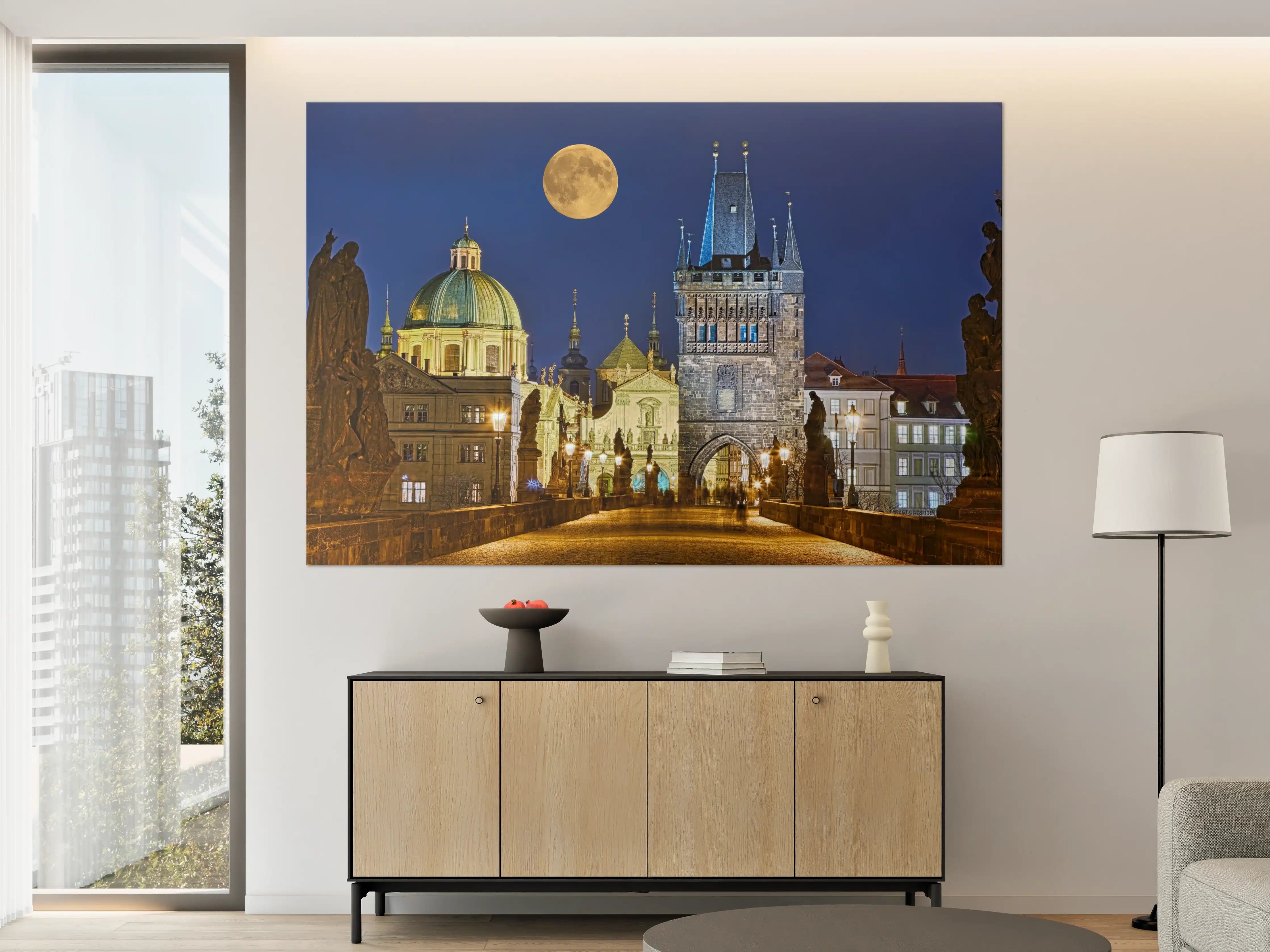 Große Wandbilder - Karlsbrücke Prag beleuchtet