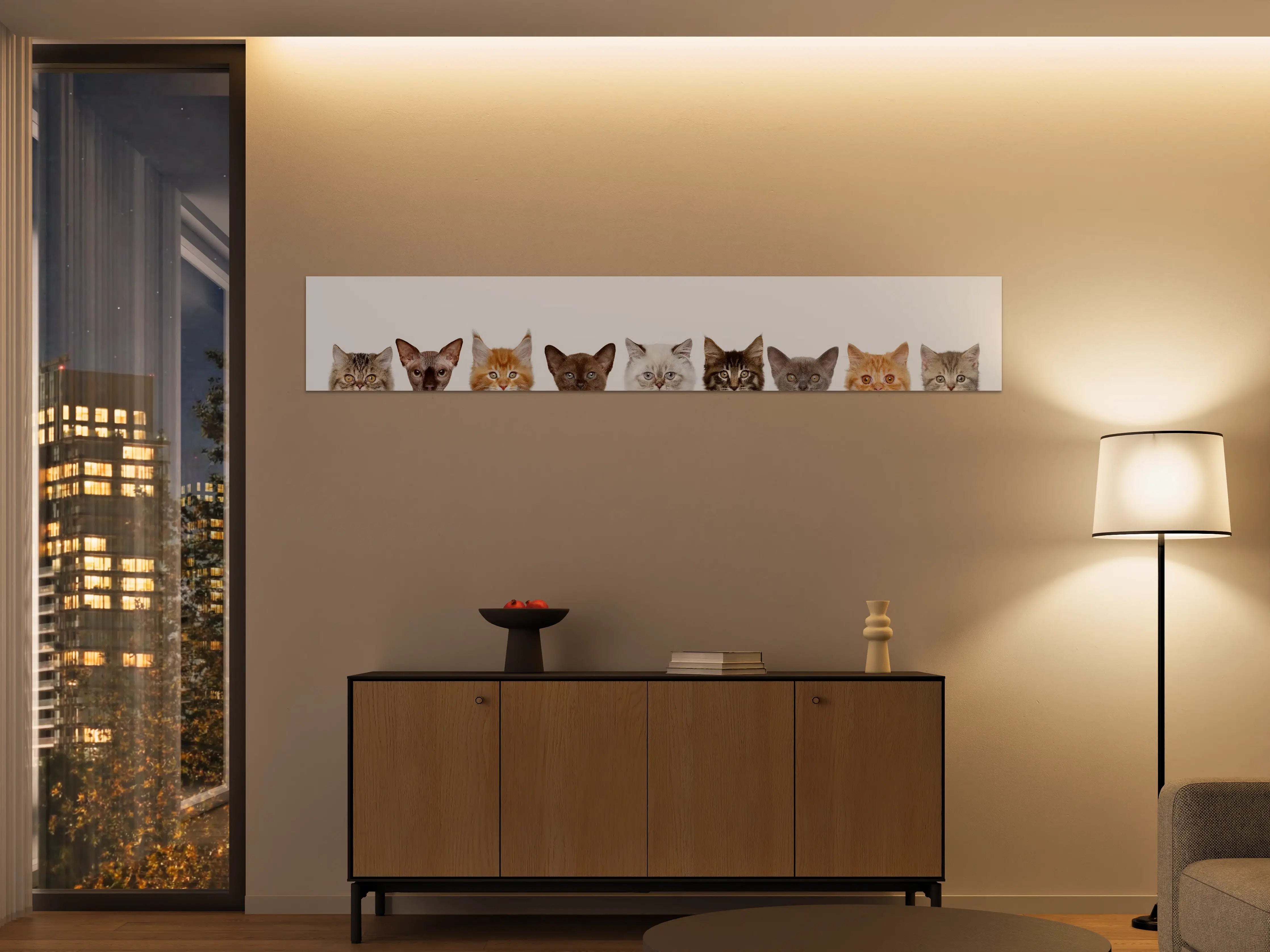 Große Wandbilder - Katzen-Kopf-Reihe in Weiß-Grau