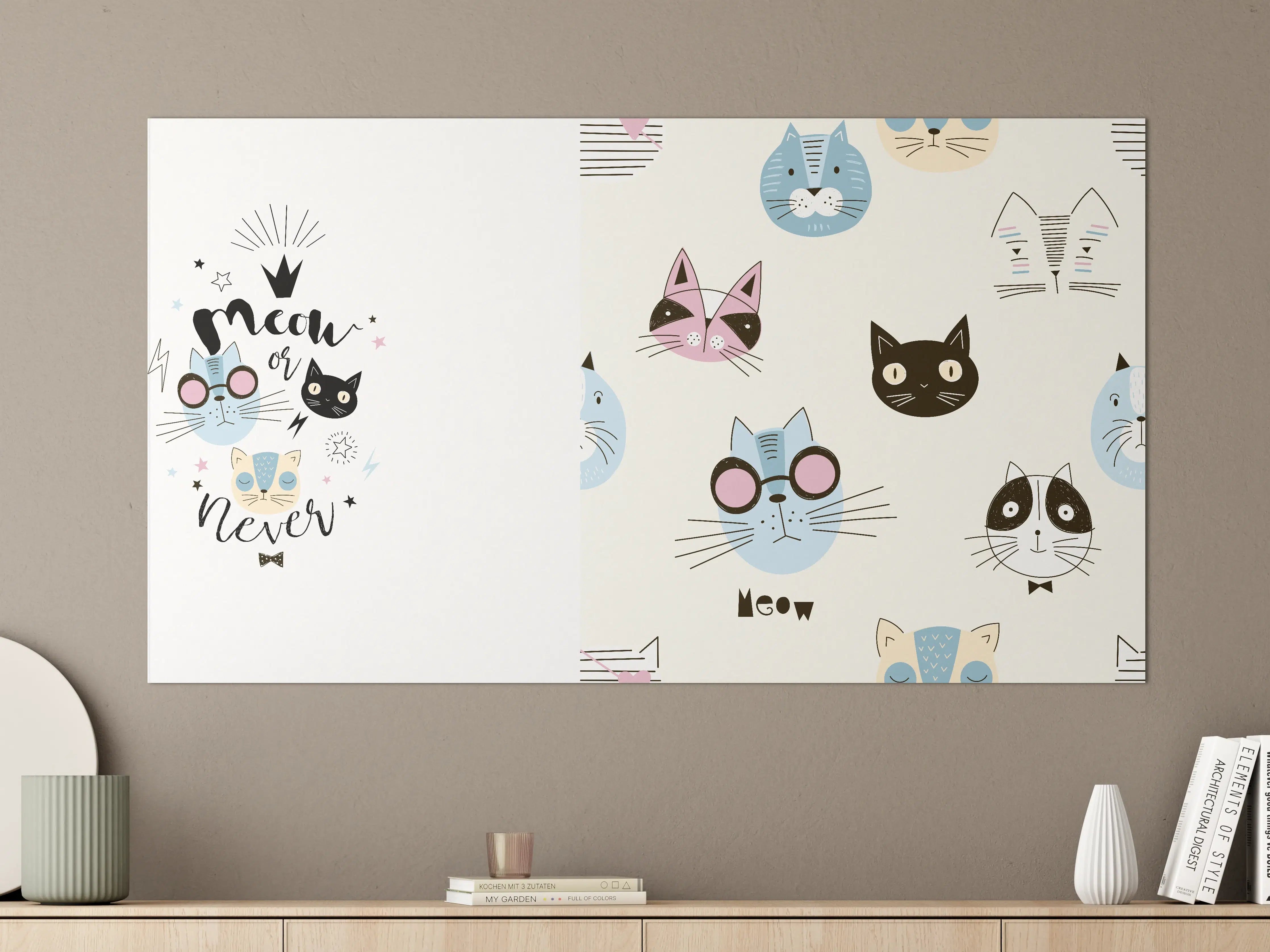Große Wandbilder - Katzen-Muster Pyjama-Set