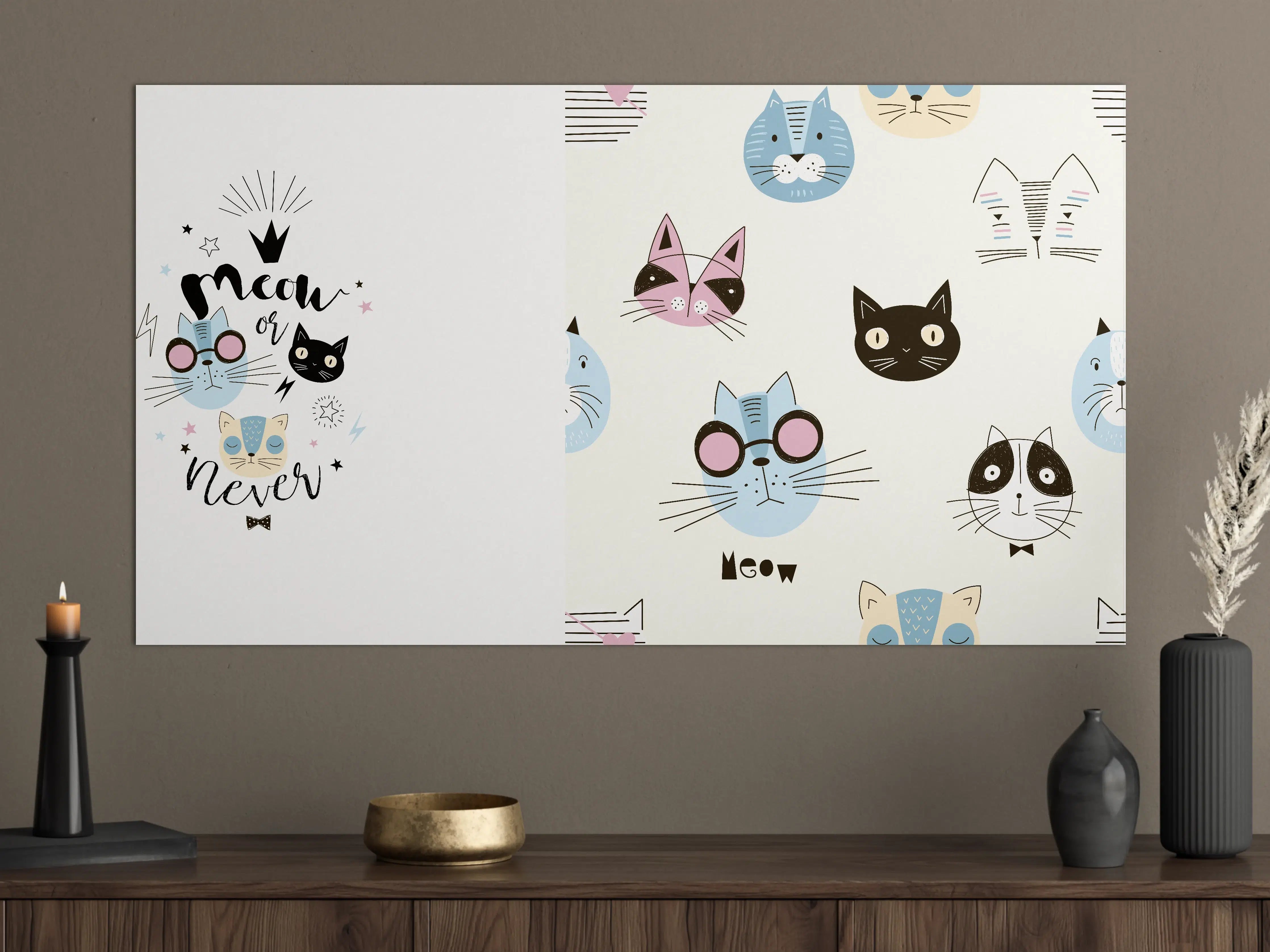 Große Wandbilder - Katzen-Muster Pyjama-Set