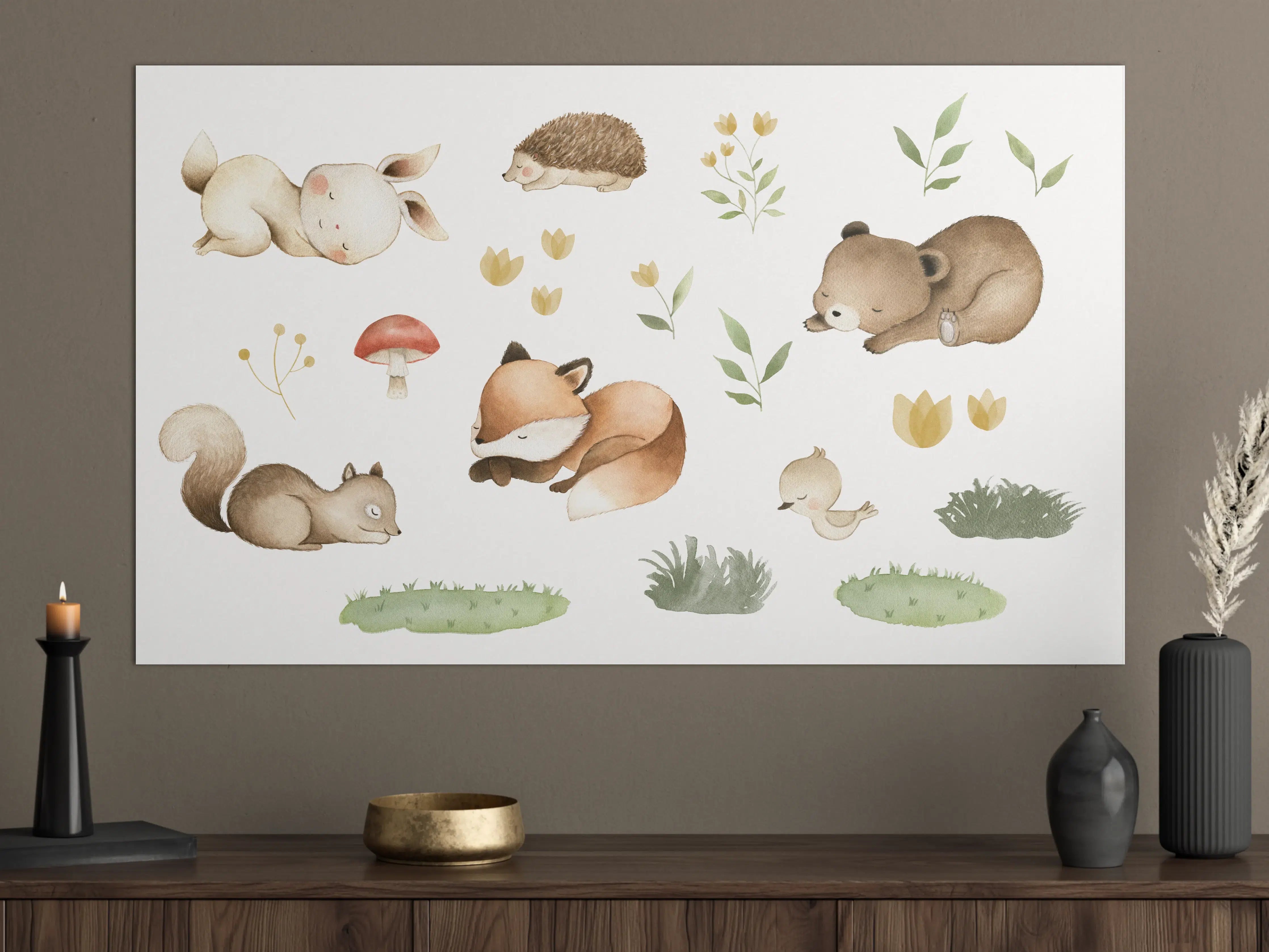 Große Wandbilder - Kindermotiv - Schlafende Tierchen