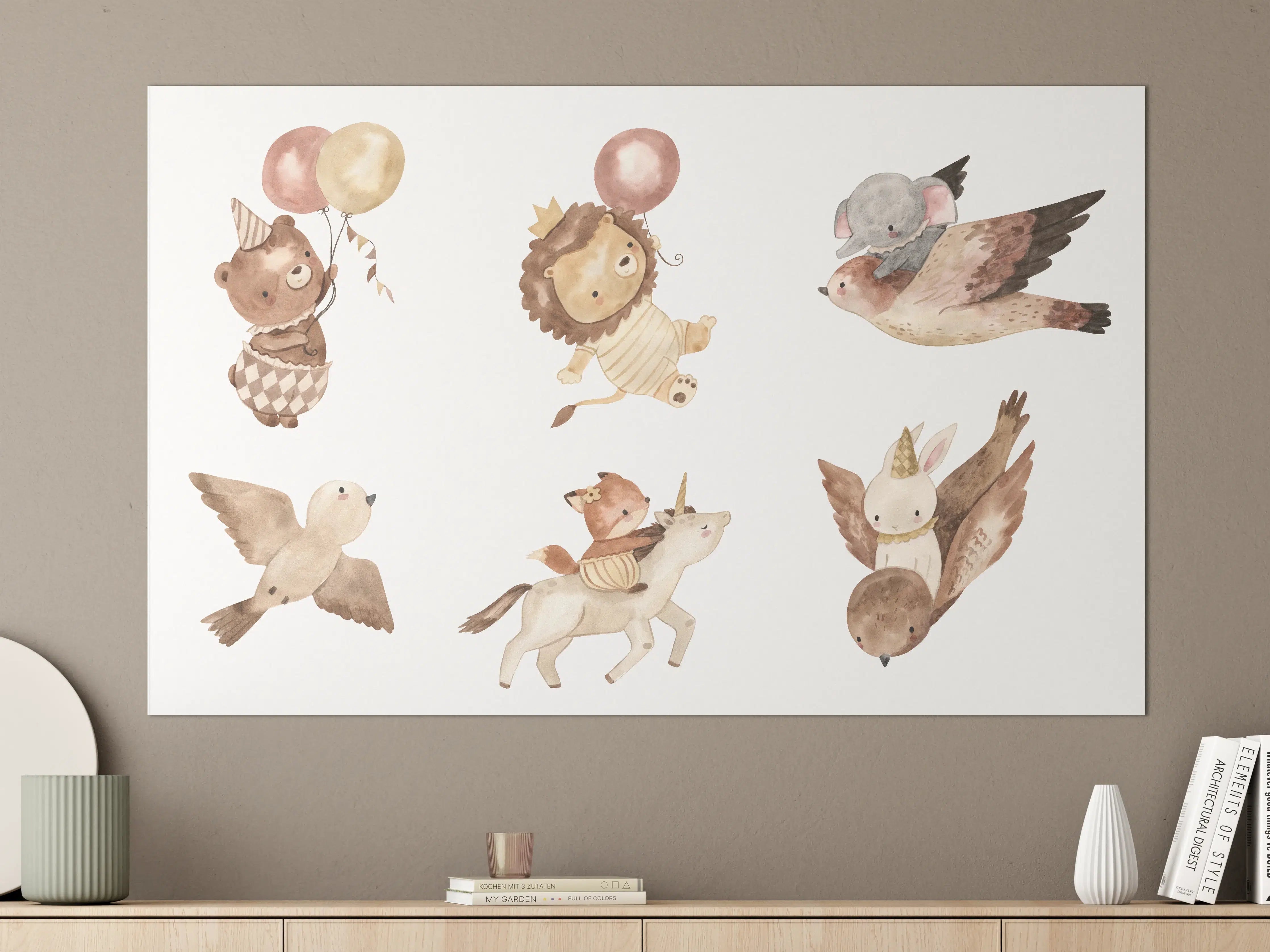 Große Wandbilder - Kindermotiv - Tiere in den Lüften