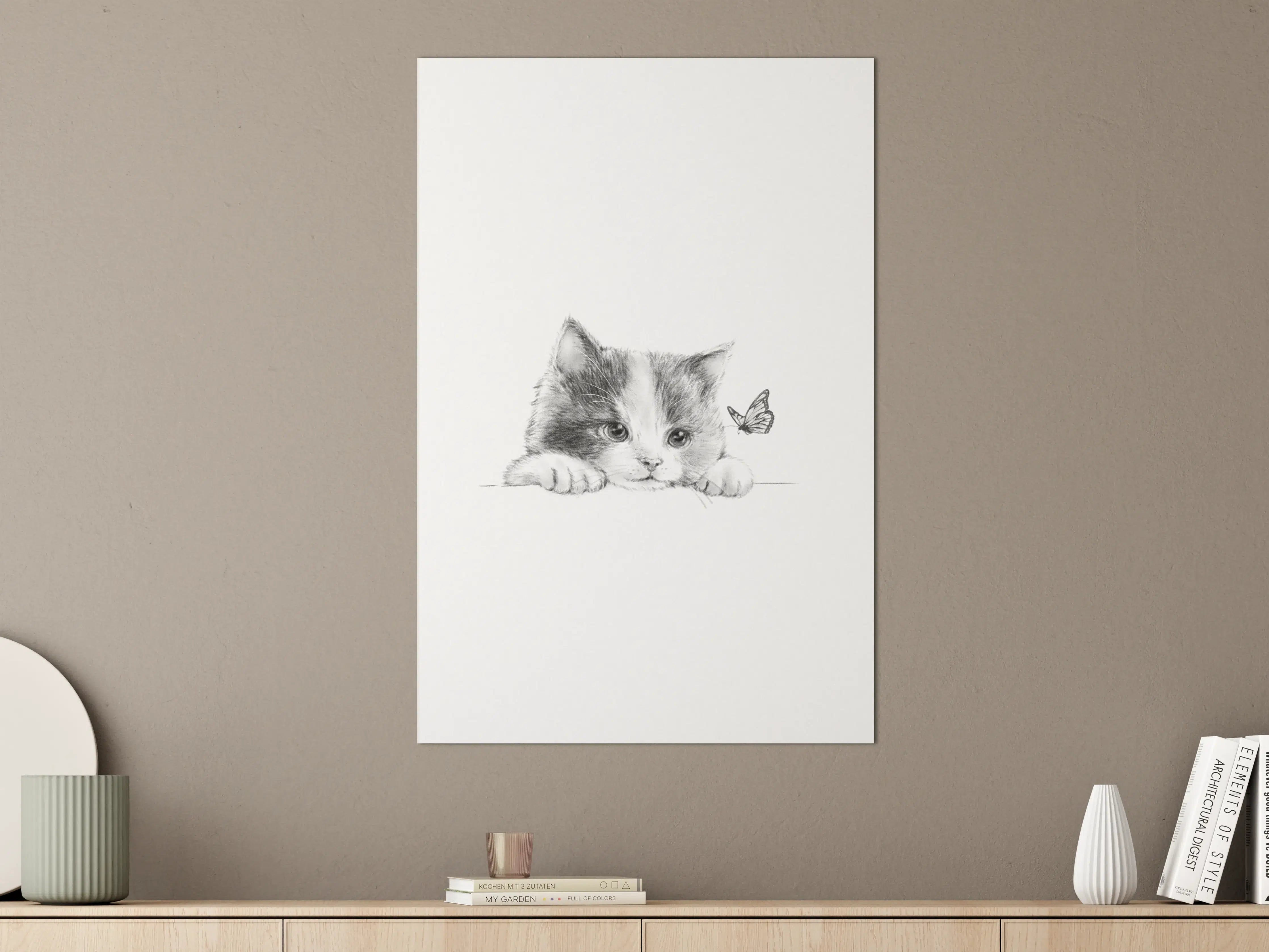 Große Wandbilder - Kindermotiv einer Katze - schwarz-weiß