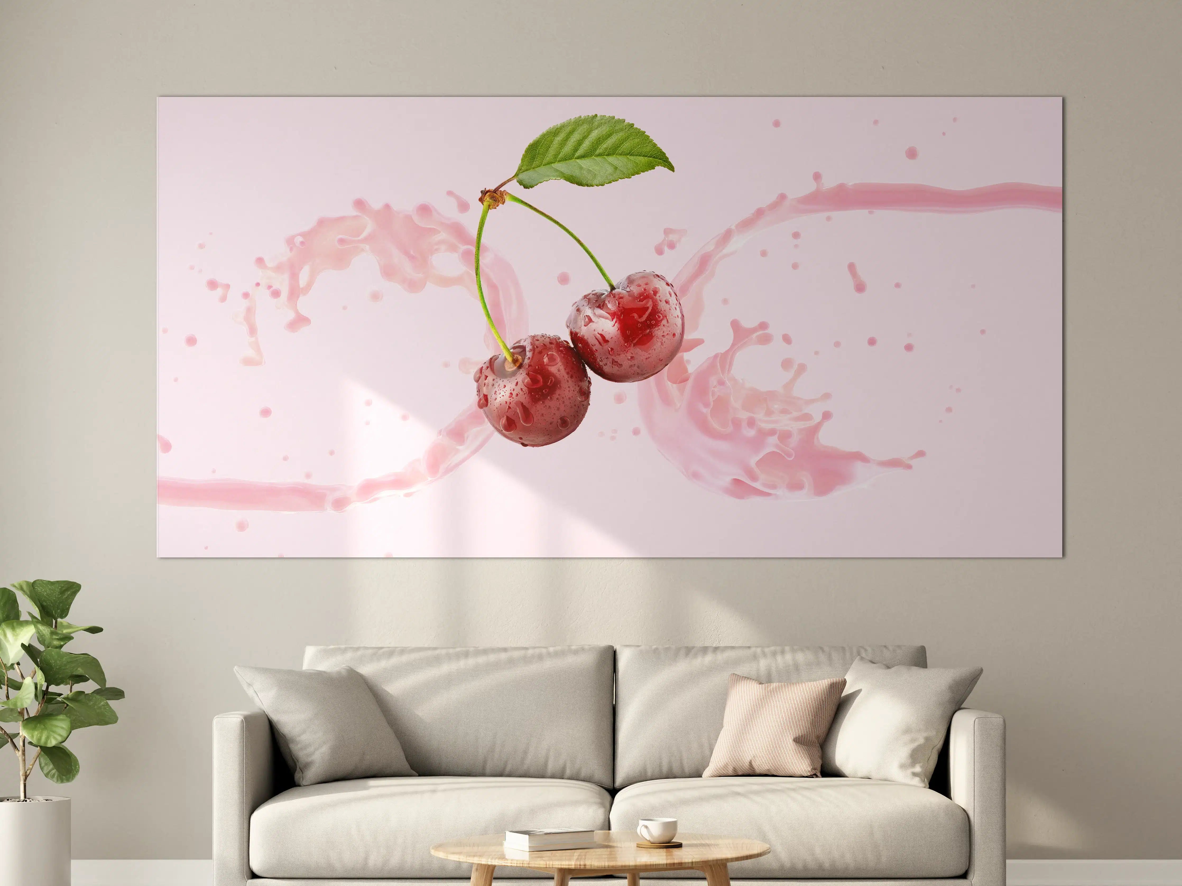 Große Wandbilder - Kirsch-Milch-Splash in Rosa
