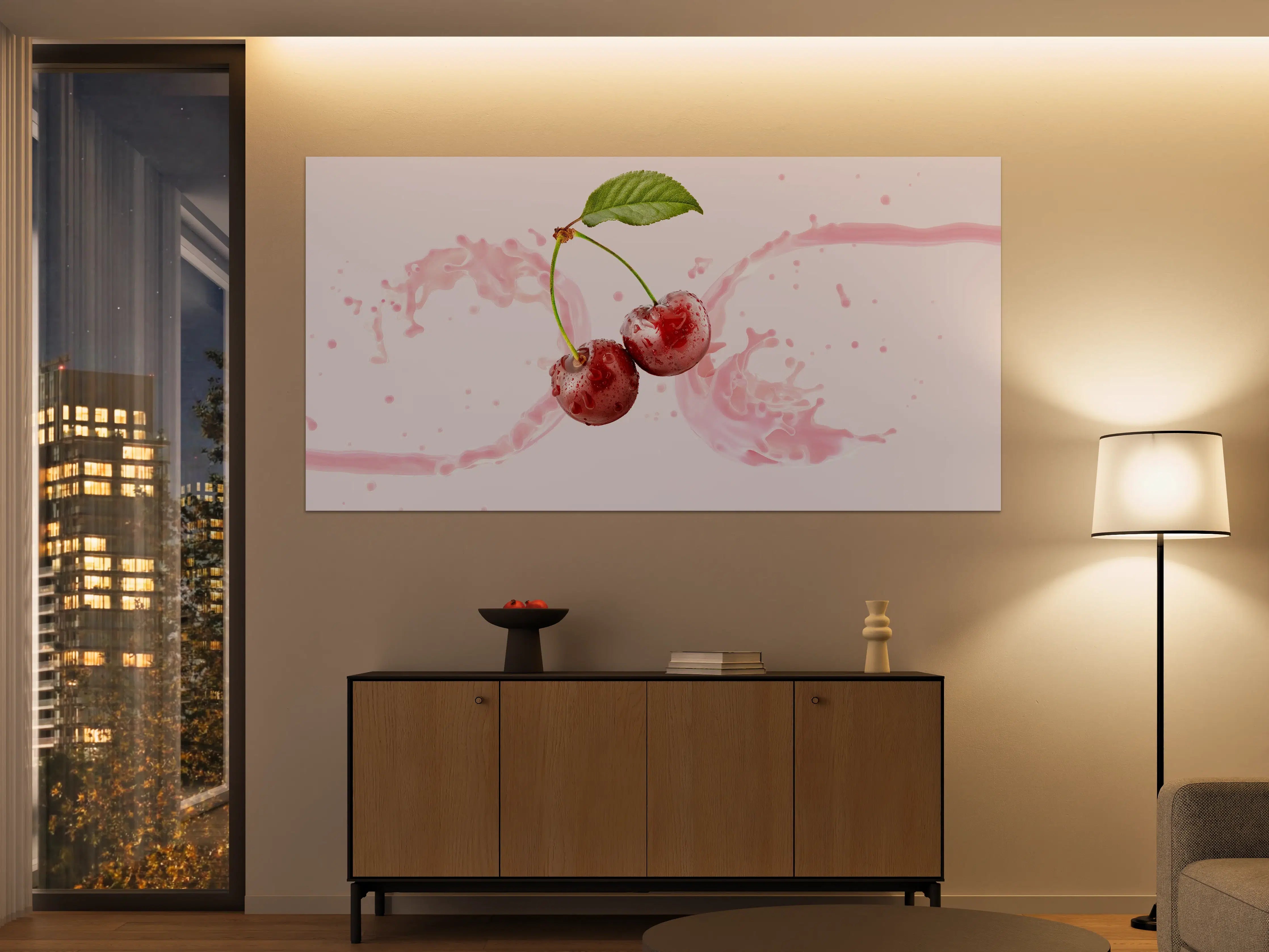 Große Wandbilder - Kirsch-Milch-Splash in Rosa