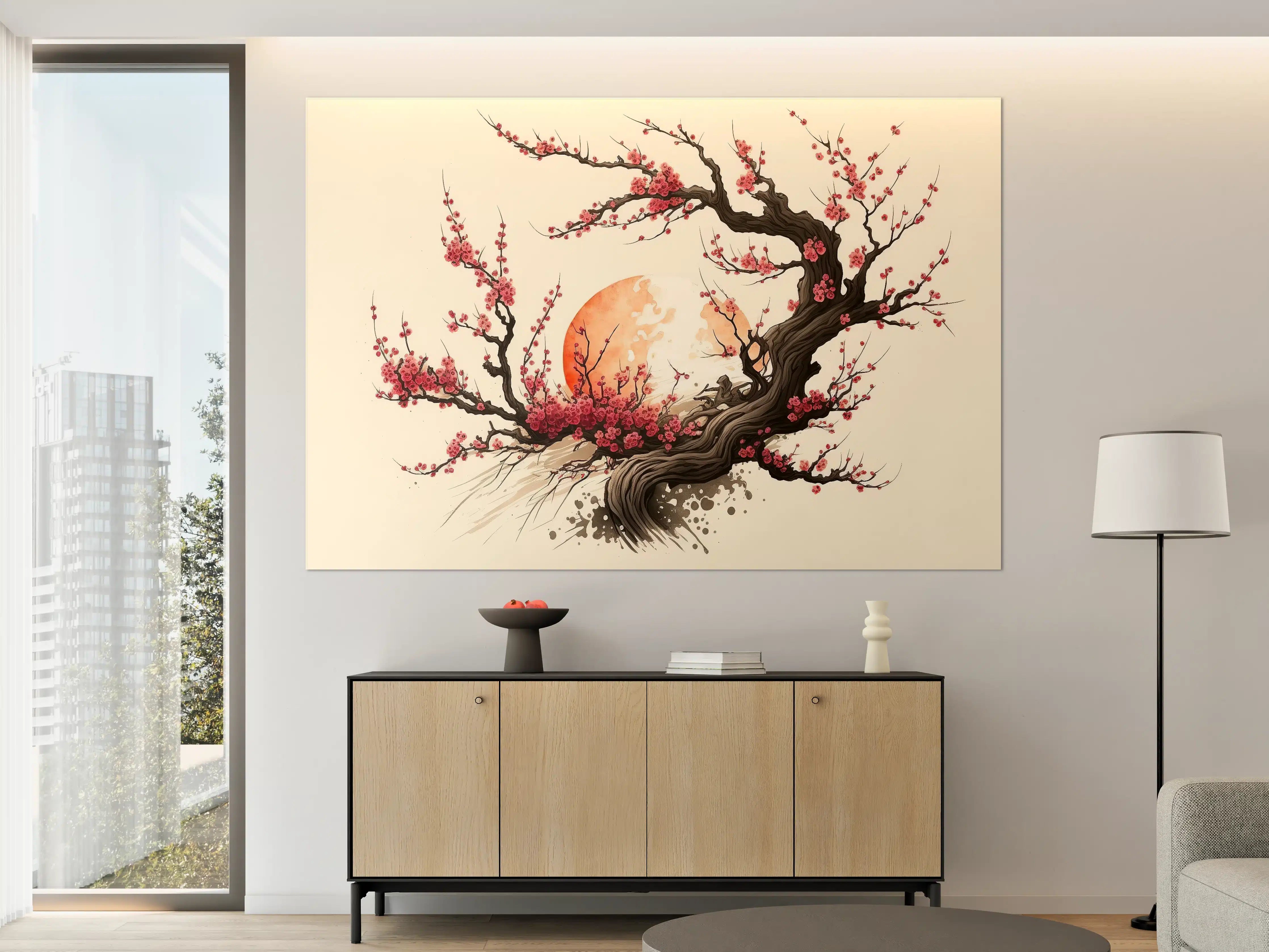 Große Wandbilder - Kirschblüte Sakura Aquarell