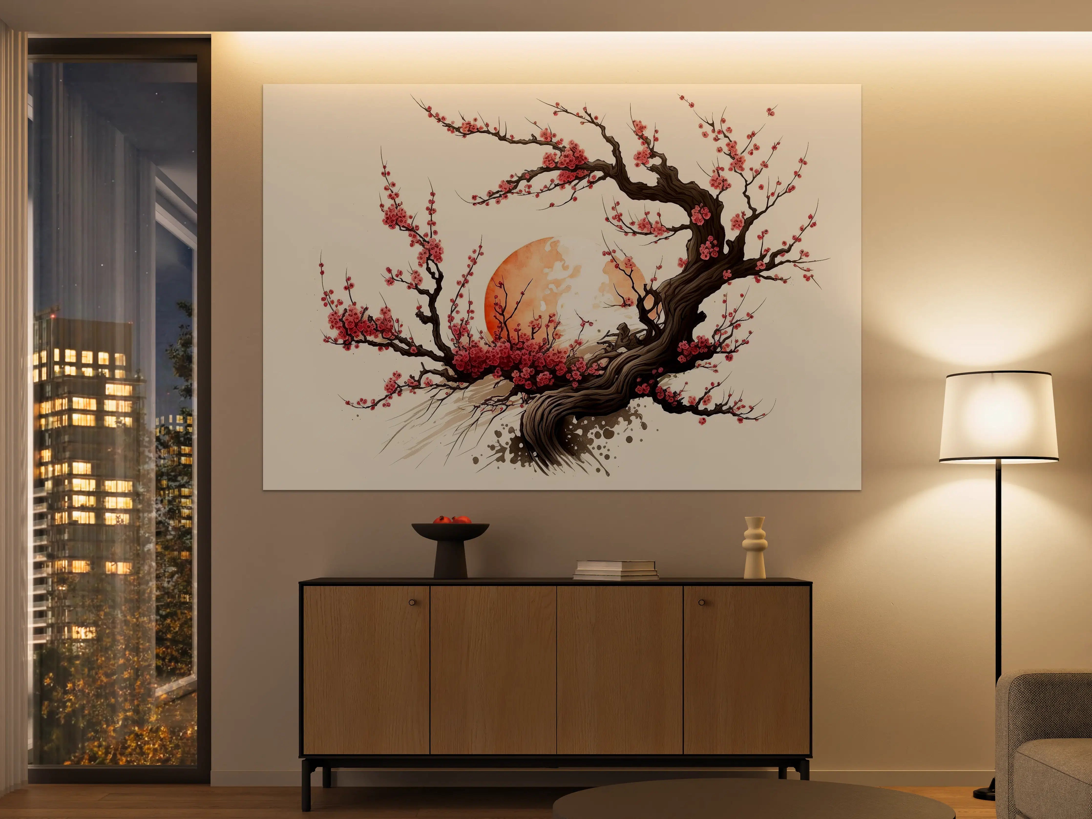 Große Wandbilder - Kirschblüte Sakura Aquarell