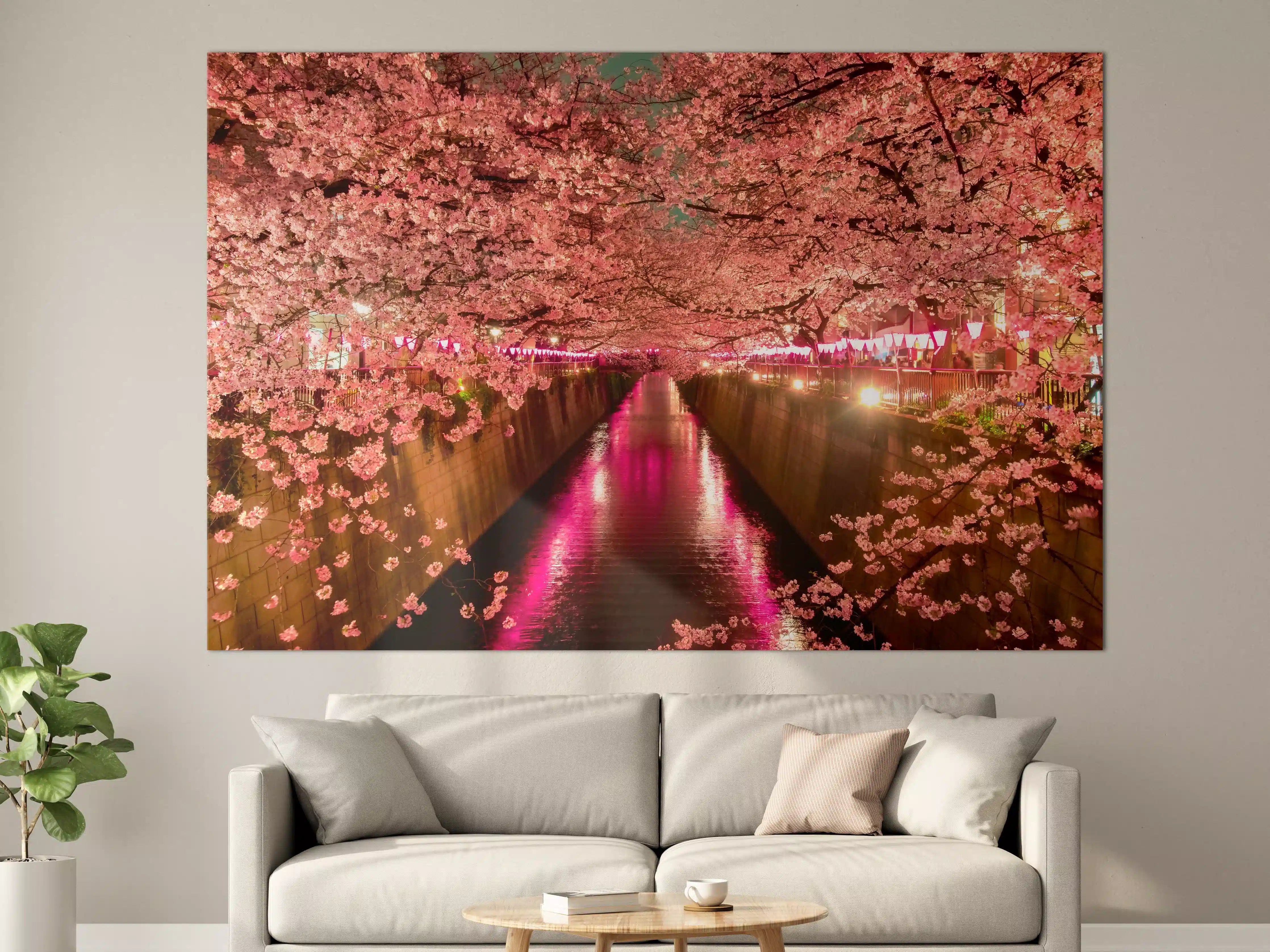 Große Wandbilder - Kirschblüten bei Nacht in Tokio
