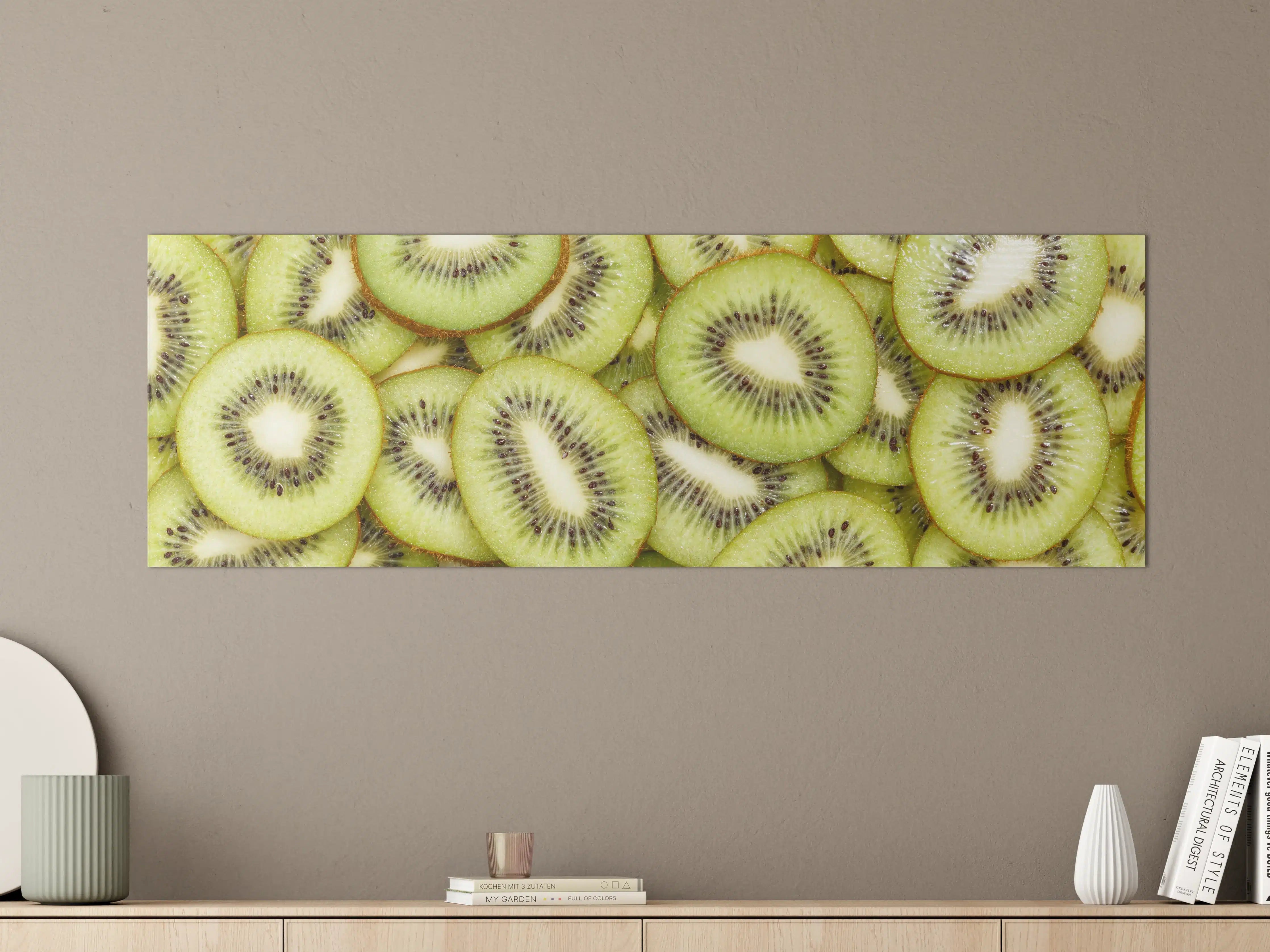 Große Wandbilder - Kiwi-Scheiben Grün Fruchtmuster
