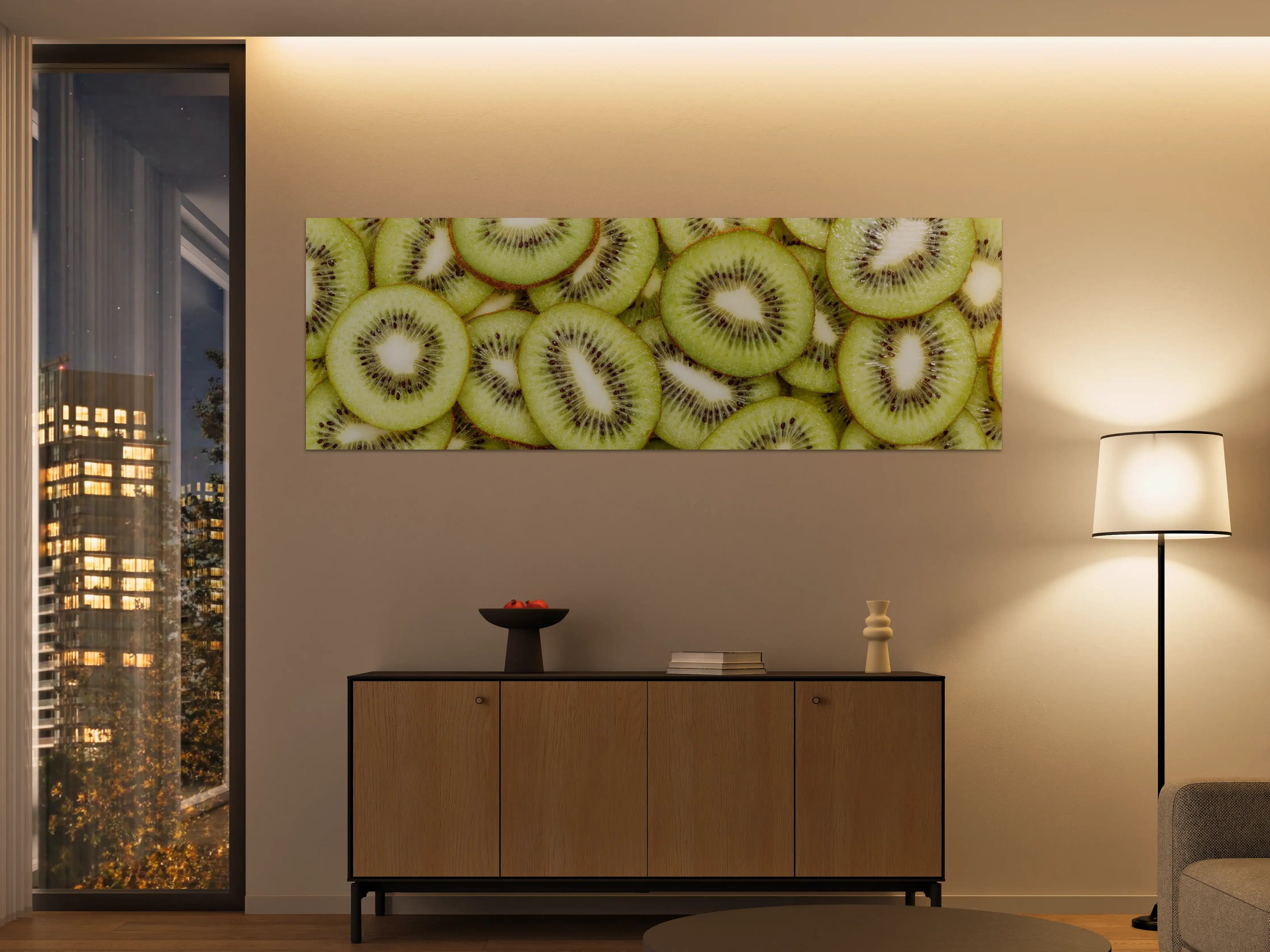 Große Wandbilder - Kiwi-Scheiben Grün Fruchtmuster