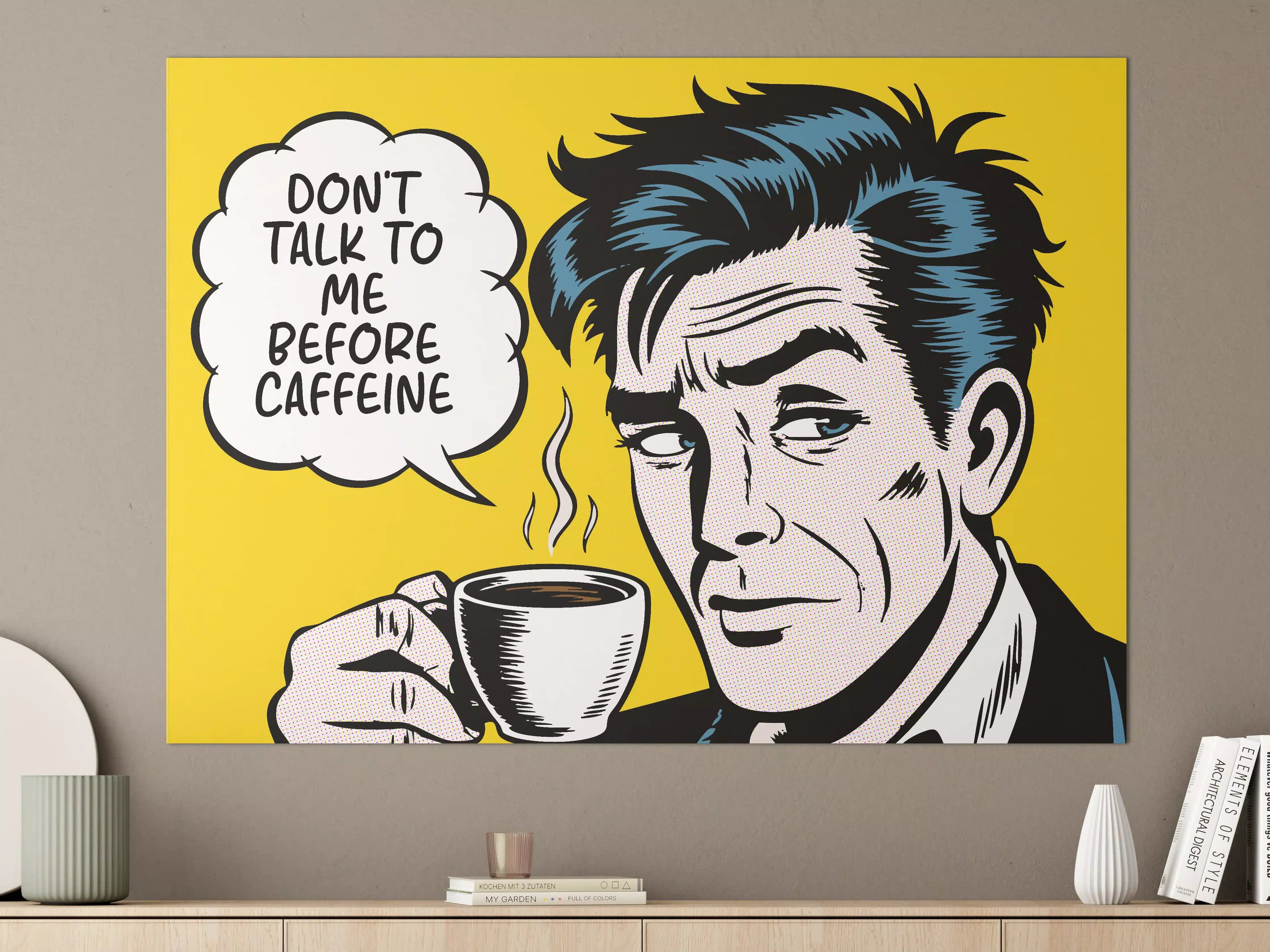 Große Wandbilder - Klares Kaffeegesicht im Pop-Art-Stil