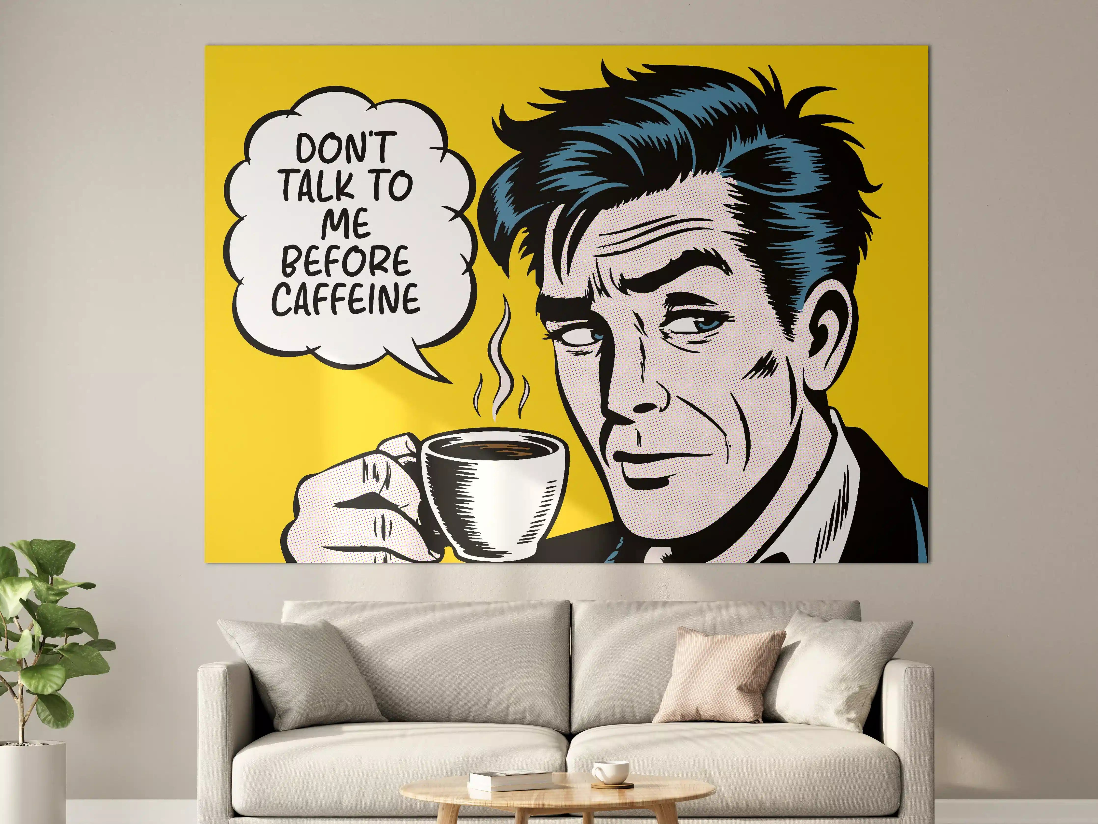Große Wandbilder - Klares Kaffeegesicht im Pop-Art-Stil
