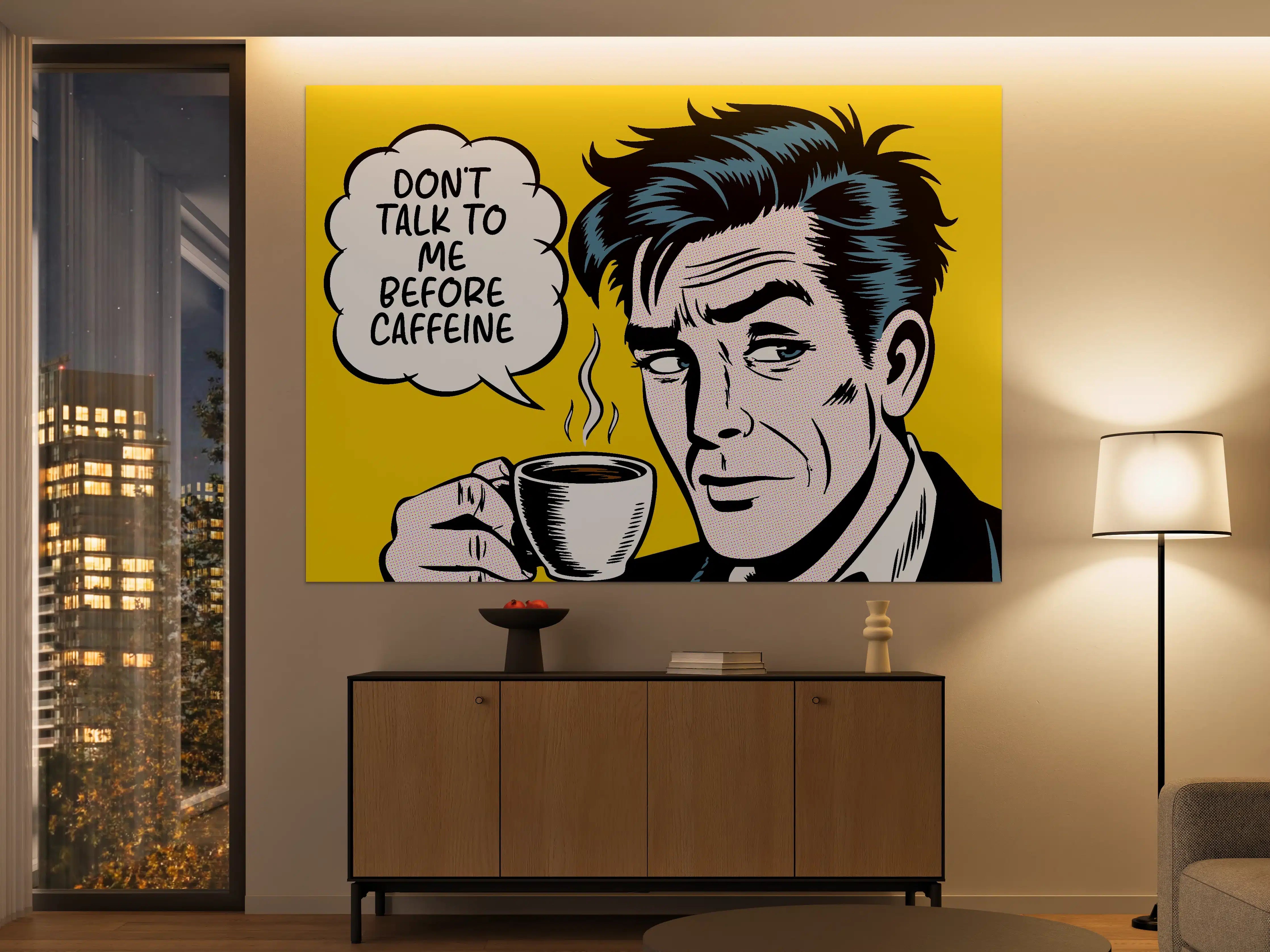 Große Wandbilder - Klares Kaffeegesicht im Pop-Art-Stil