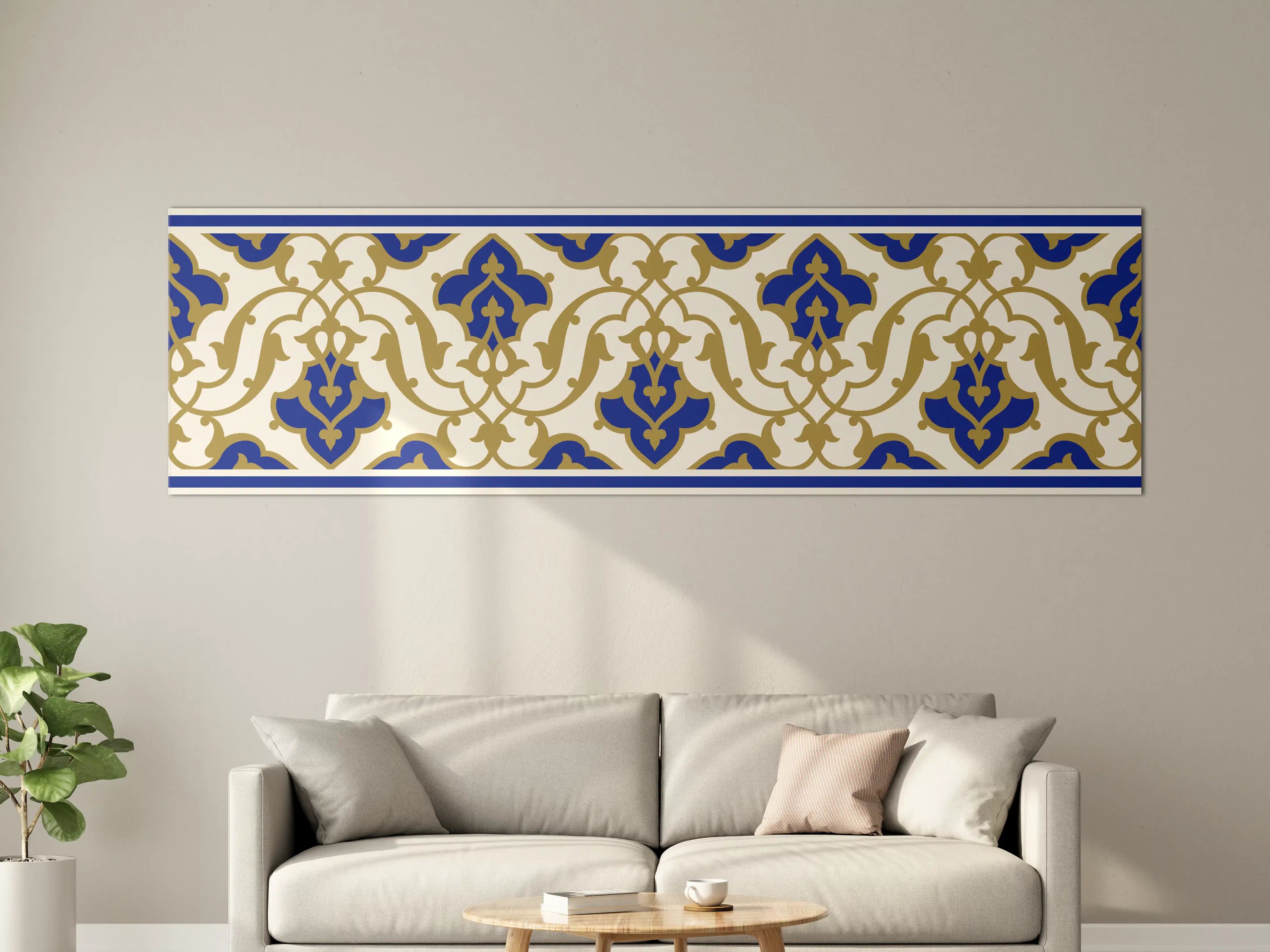 Große Wandbilder - Klassische Fliesenmuster in Blau und Gold
