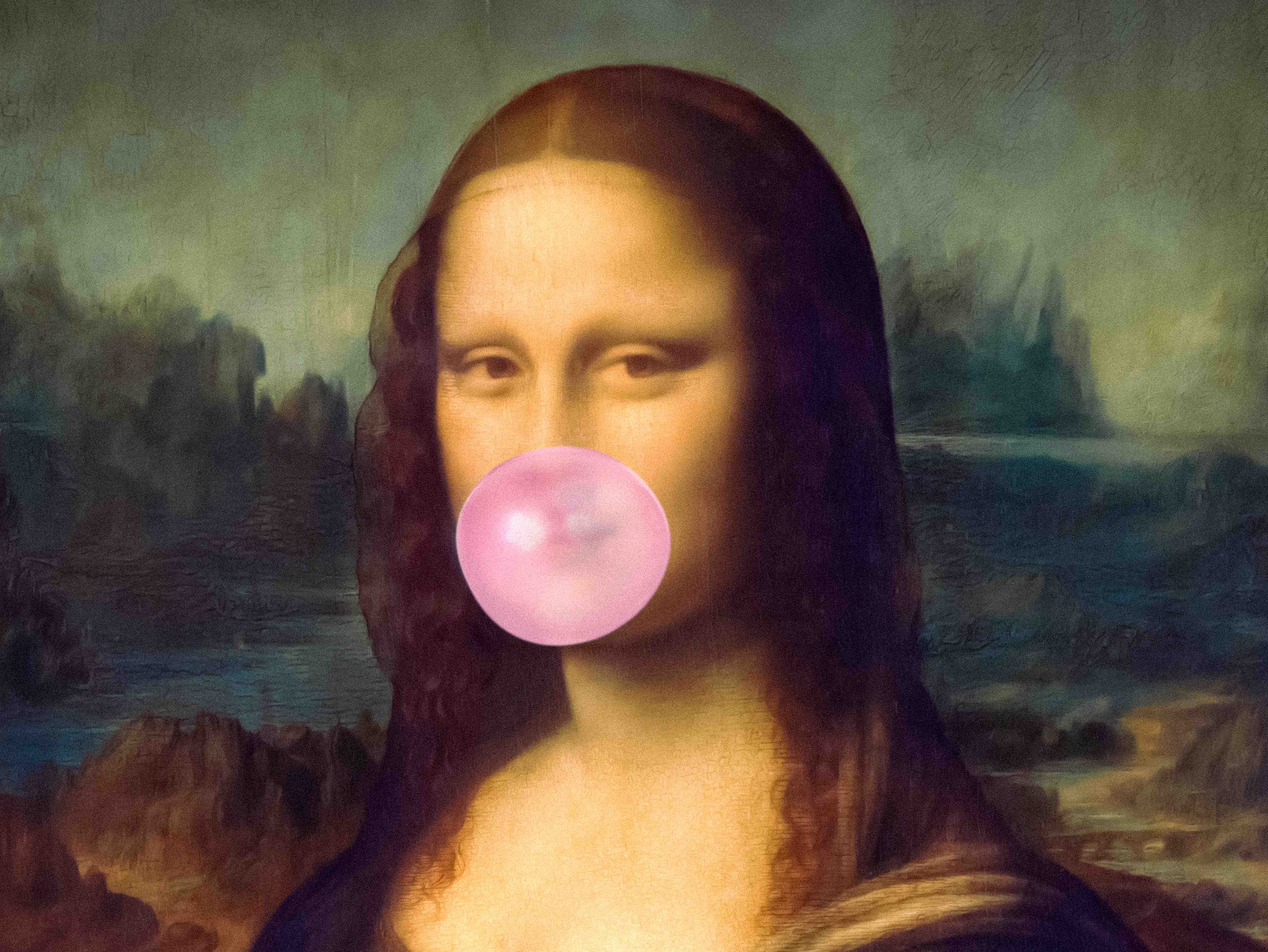 Große Wandbilder-Klassisches Gemälde mit moderner Bubble-Gum-Note