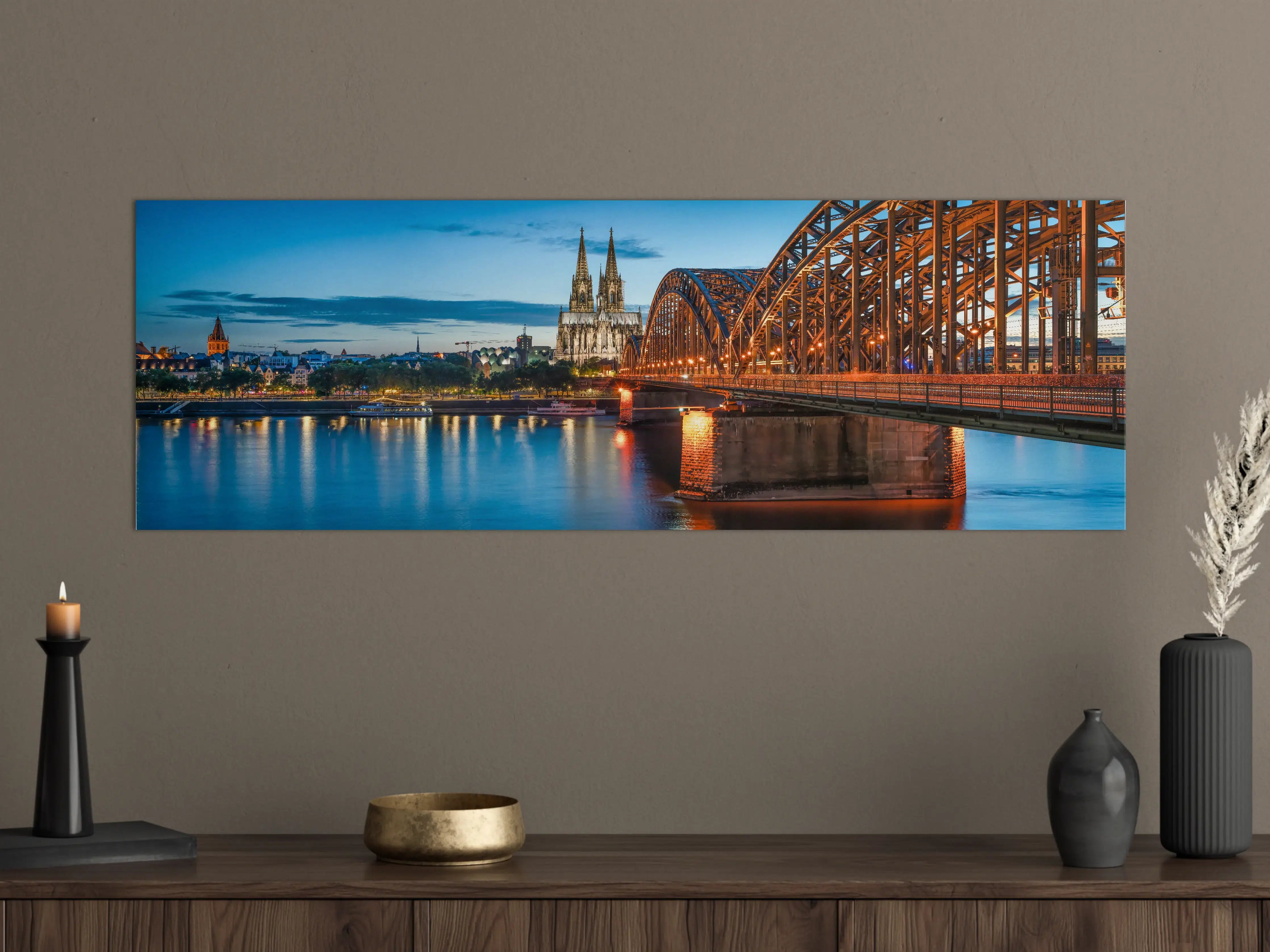 Große Wandbilder - Kölner Dom und Hohenzollernbrücke bei Nacht
