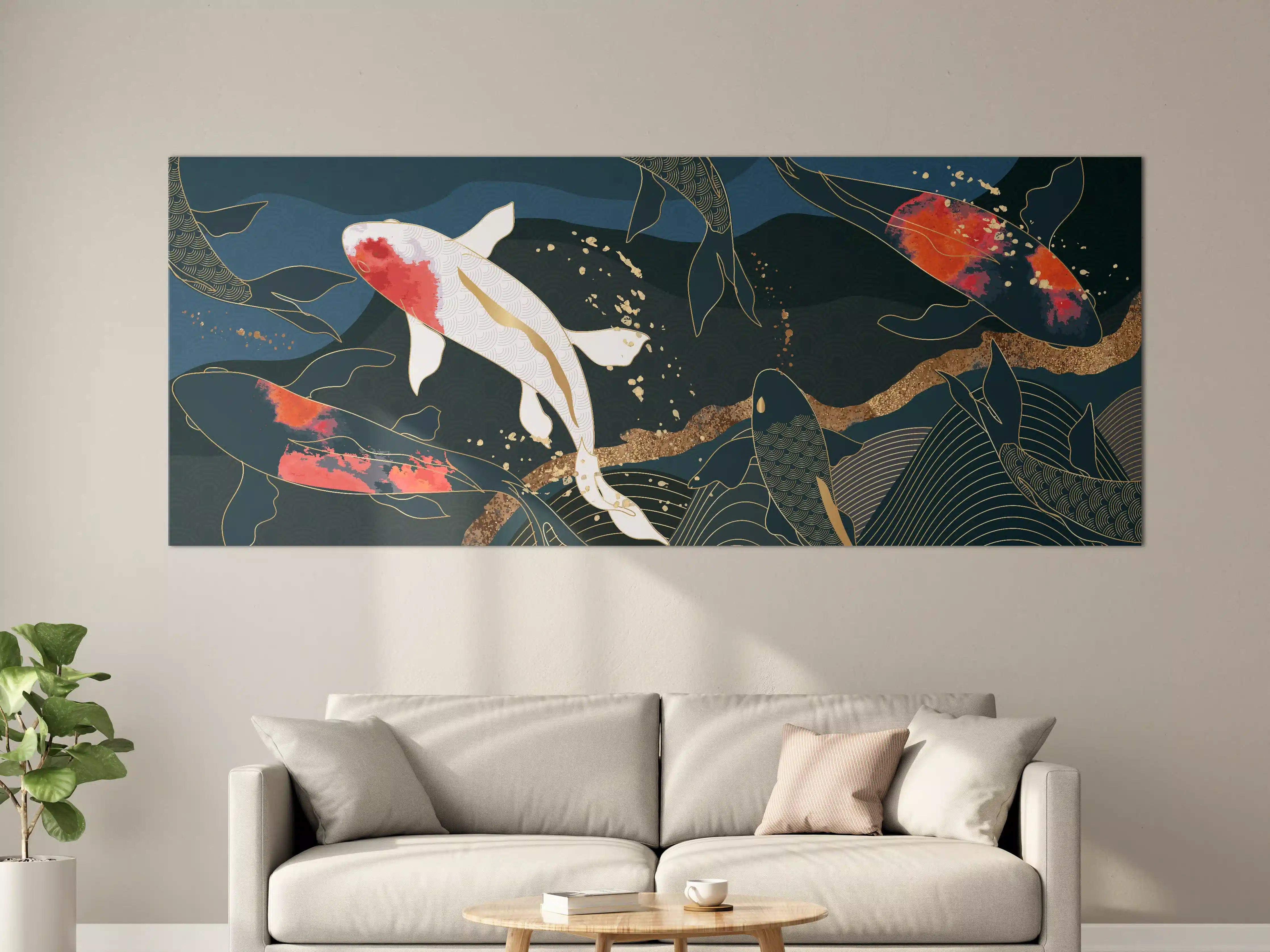 Große Wandbilder - Koi-Fische Illustration Bunt