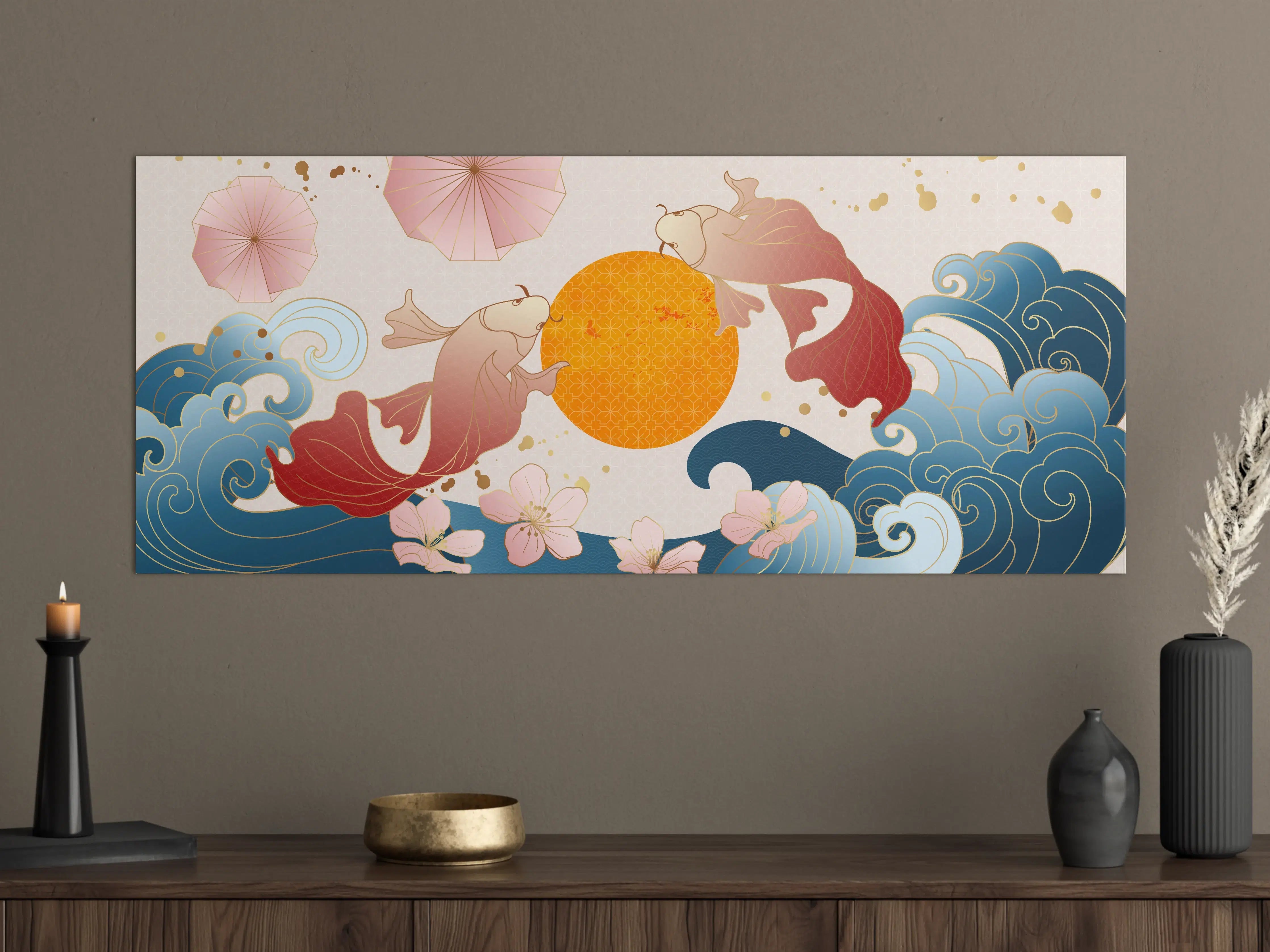 Große Wandbilder - Koi-Karpfen-Ornament-Grafik
