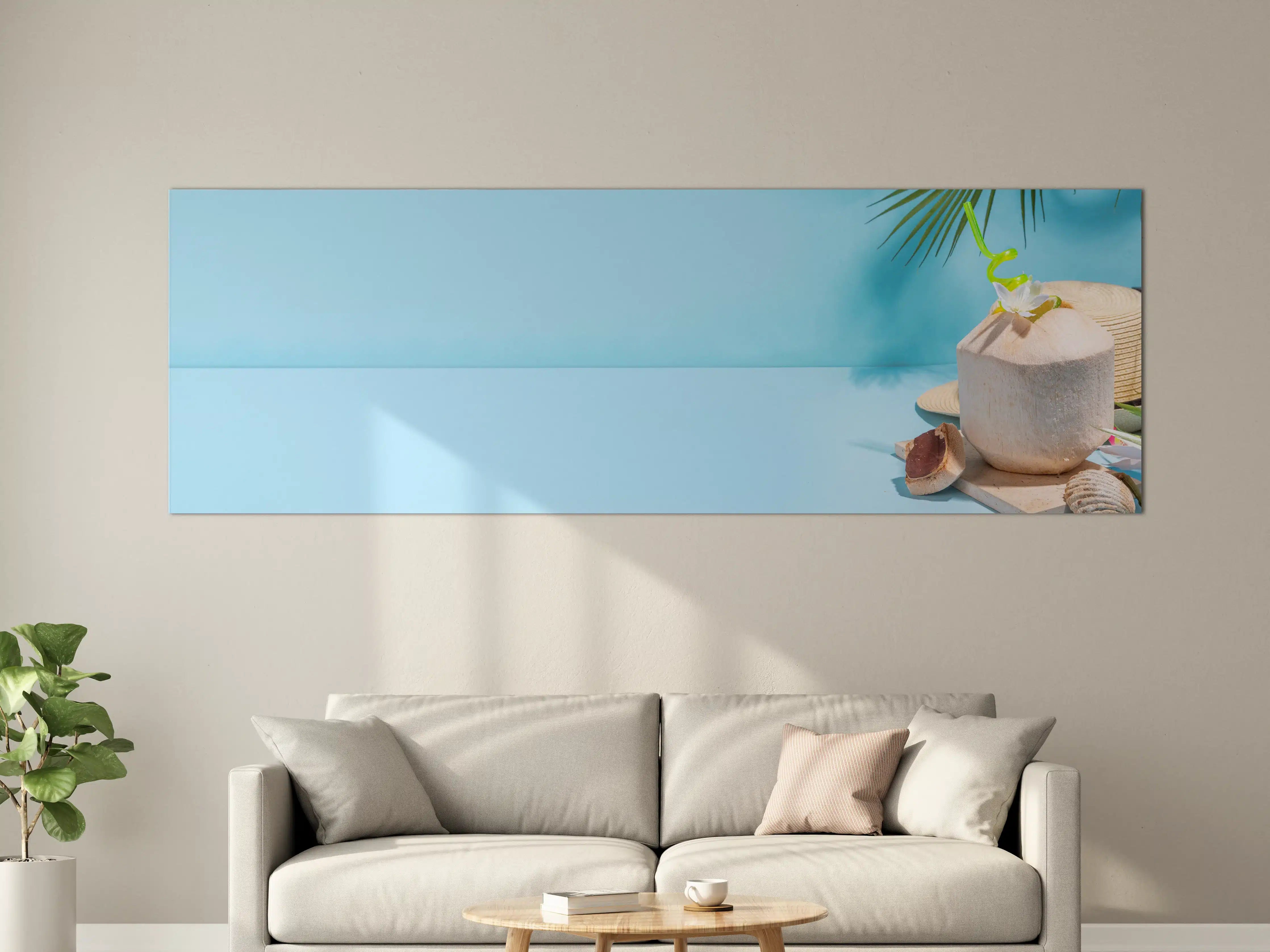 Große Wandbilder - Kokosnuss-Limette Strandmotiv Blau