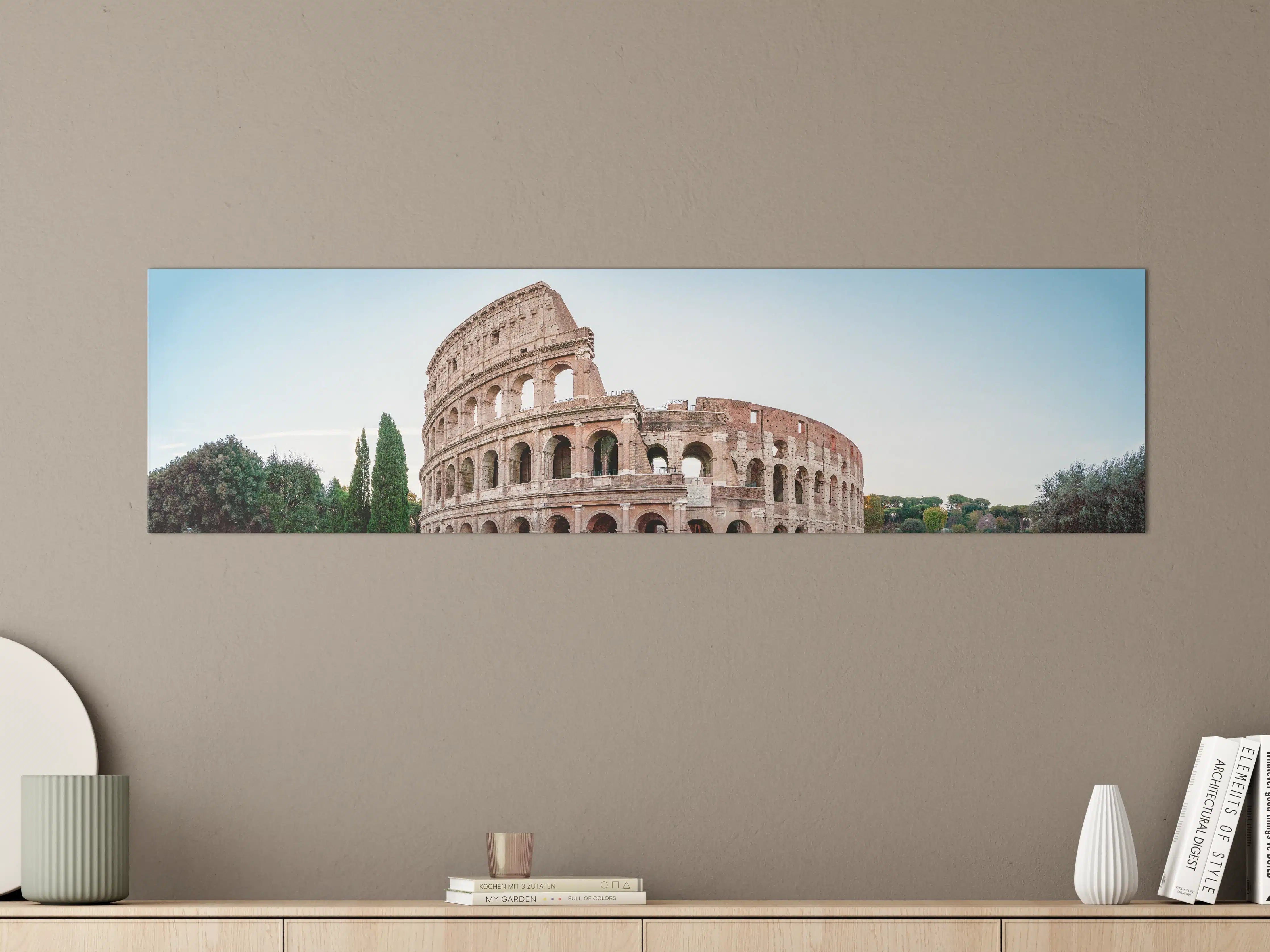 Große Wandbilder - Kolosseum Panorama Rom Beige-Blau