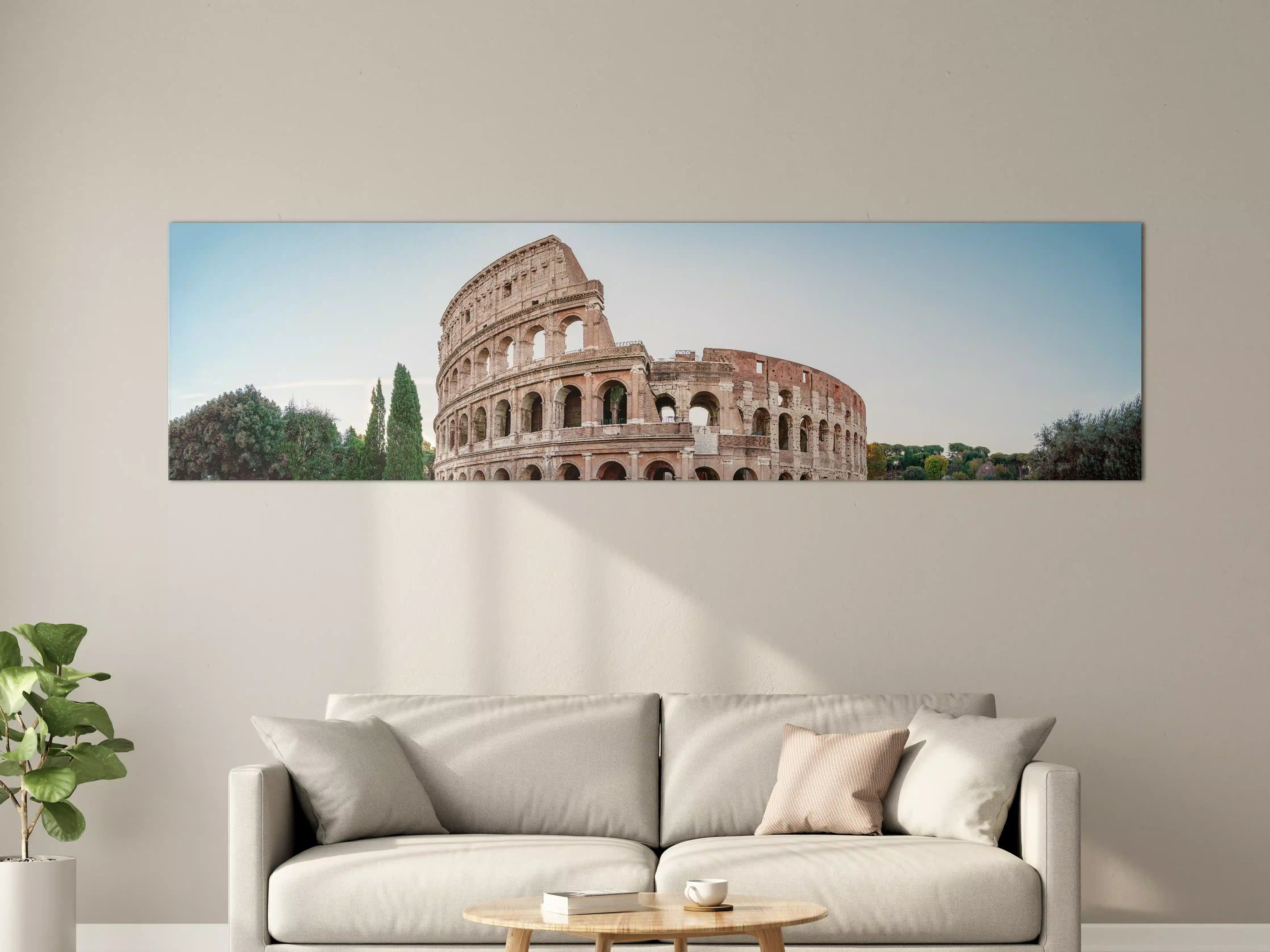 Große Wandbilder - Kolosseum Panorama Rom Beige-Blau
