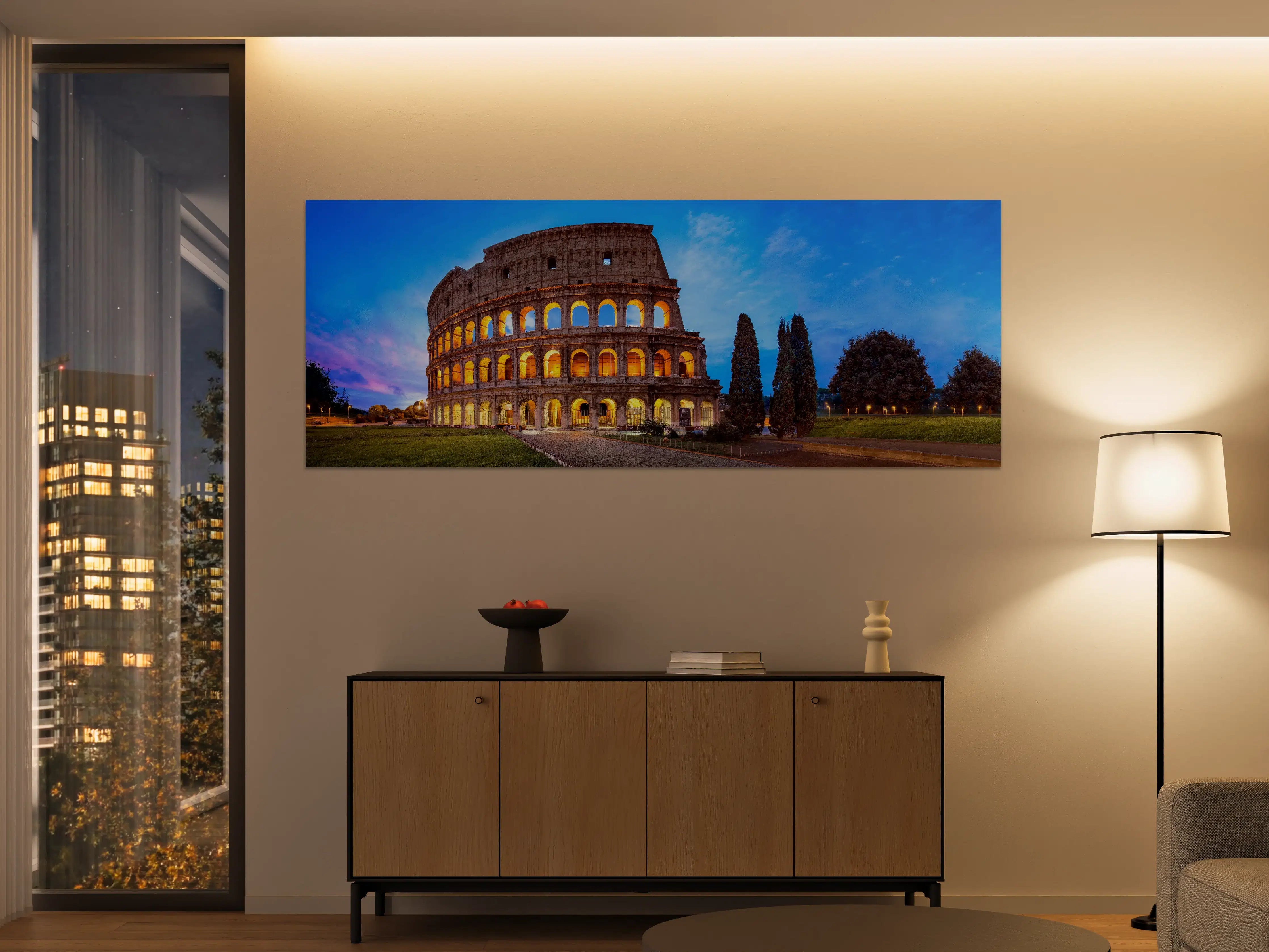 Große Wandbilder - Kolosseum in Rom Panorama bei Nacht