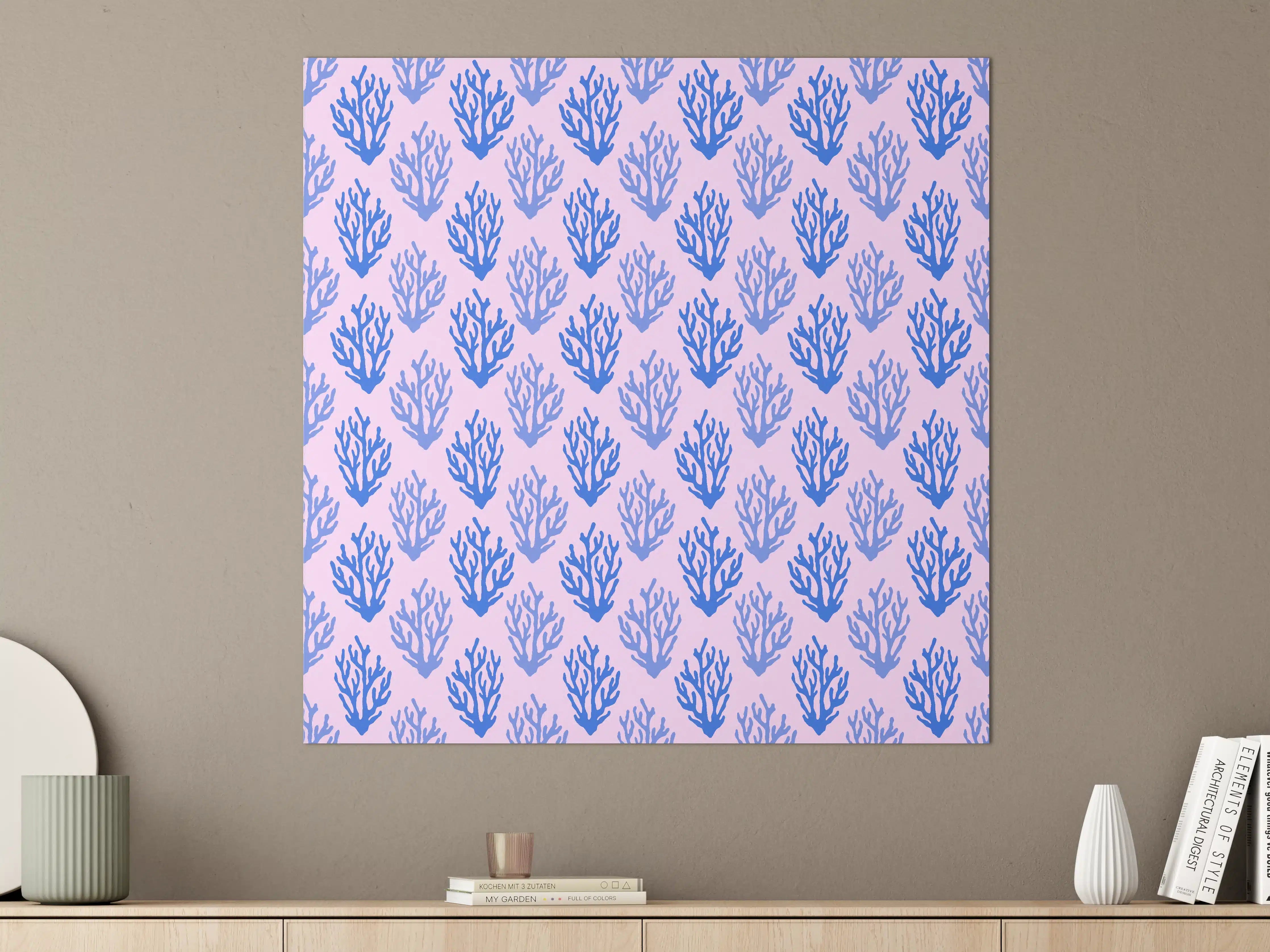 Große Wandbilder - Korallenmuster Blau-Rosa