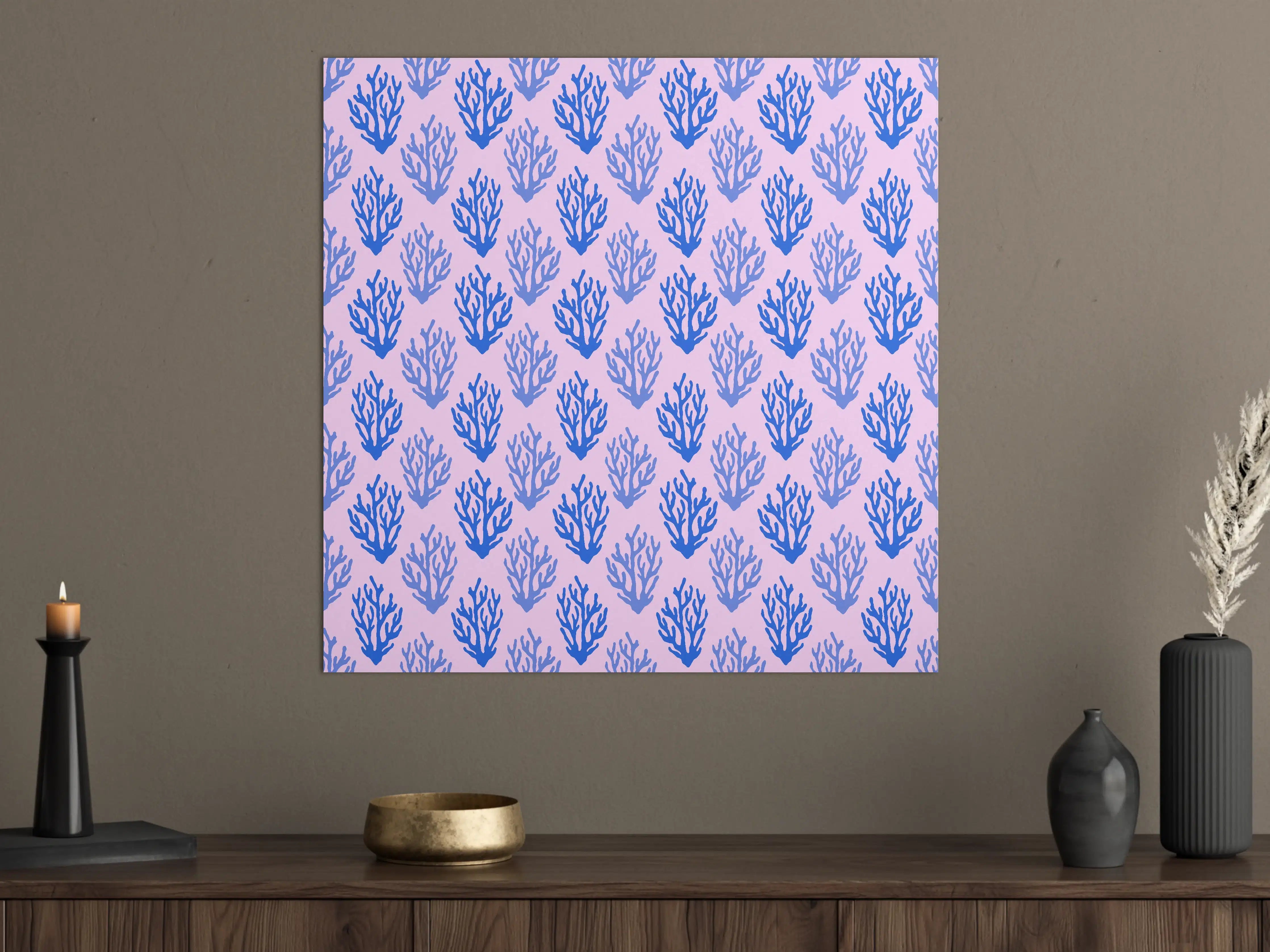 Große Wandbilder - Korallenmuster Blau-Rosa