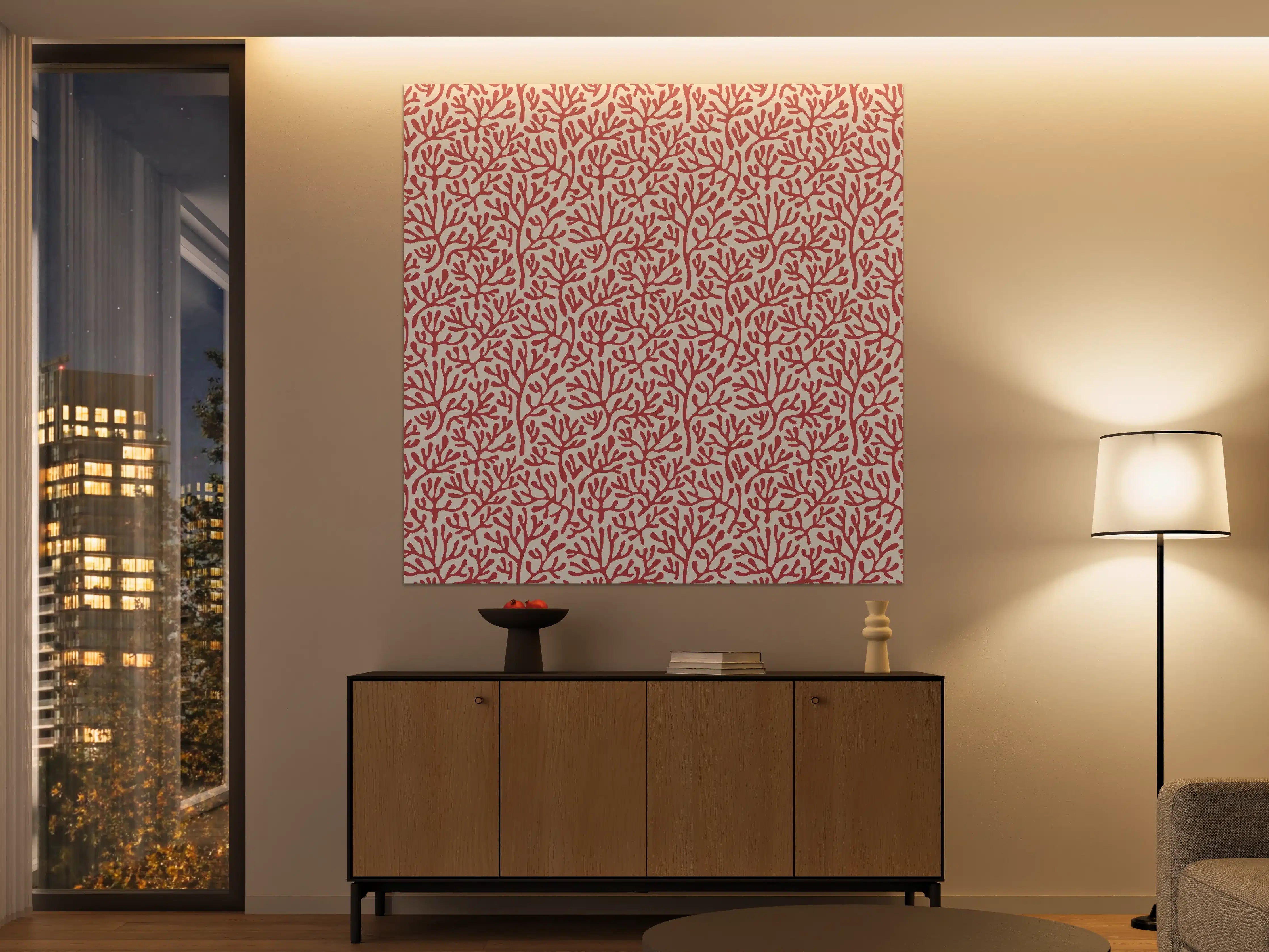 Große Wandbilder - Korallenmuster Rot-Beige