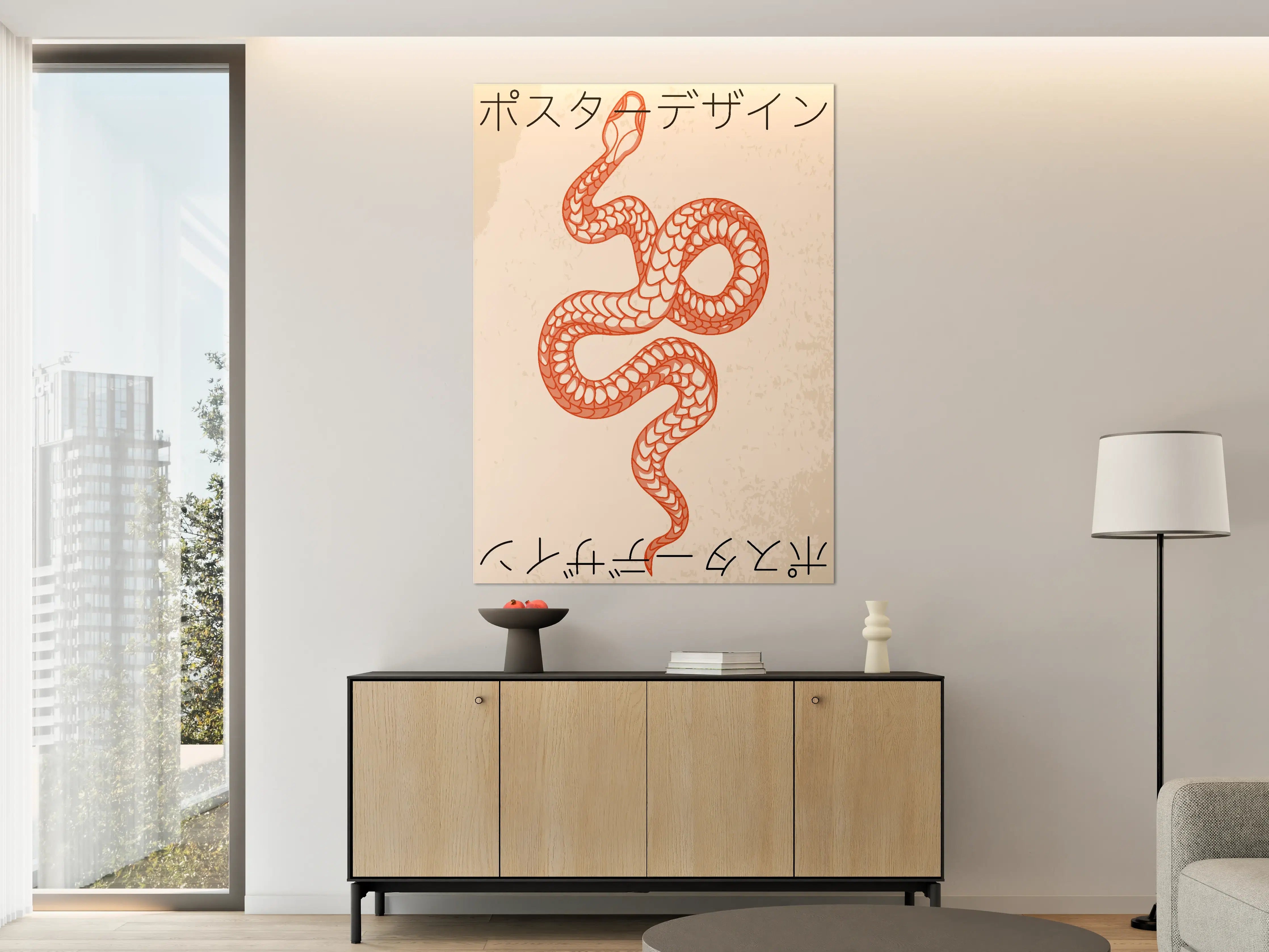 Große Wandbilder - Kräftige Orangene Schlange Illustration