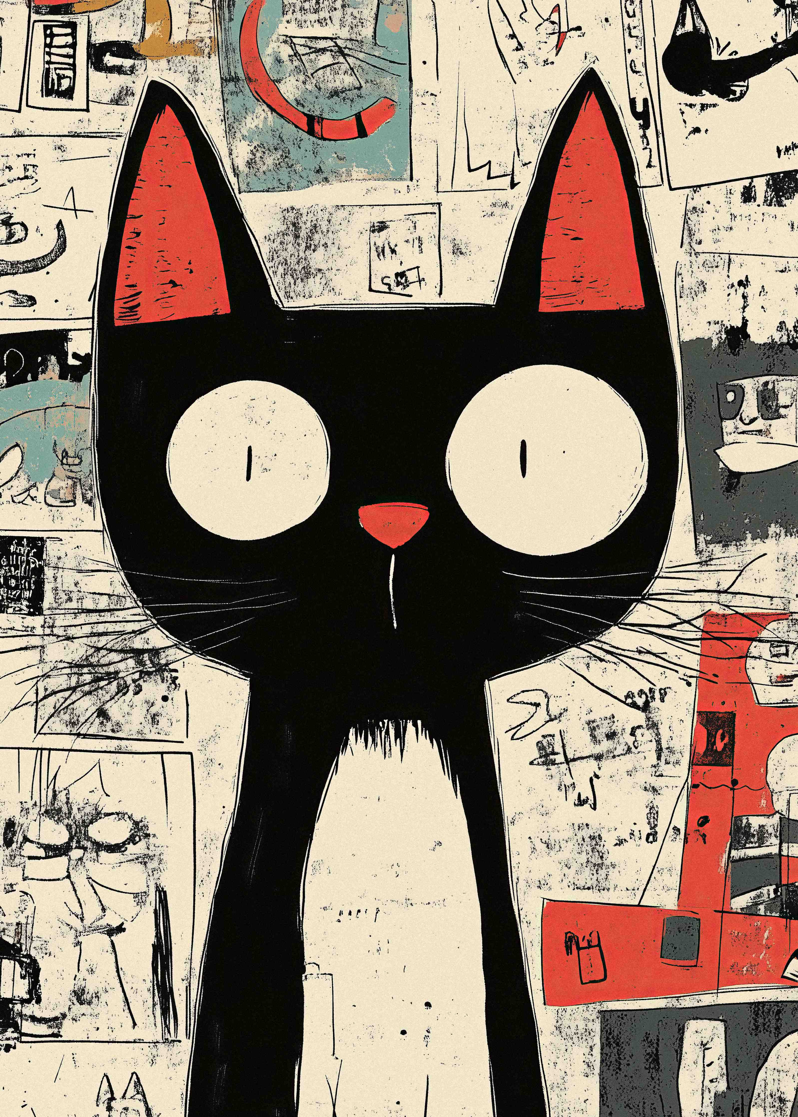 Große Wandbilder-Kreatives Katzenkunstwerk in Modernem Stil