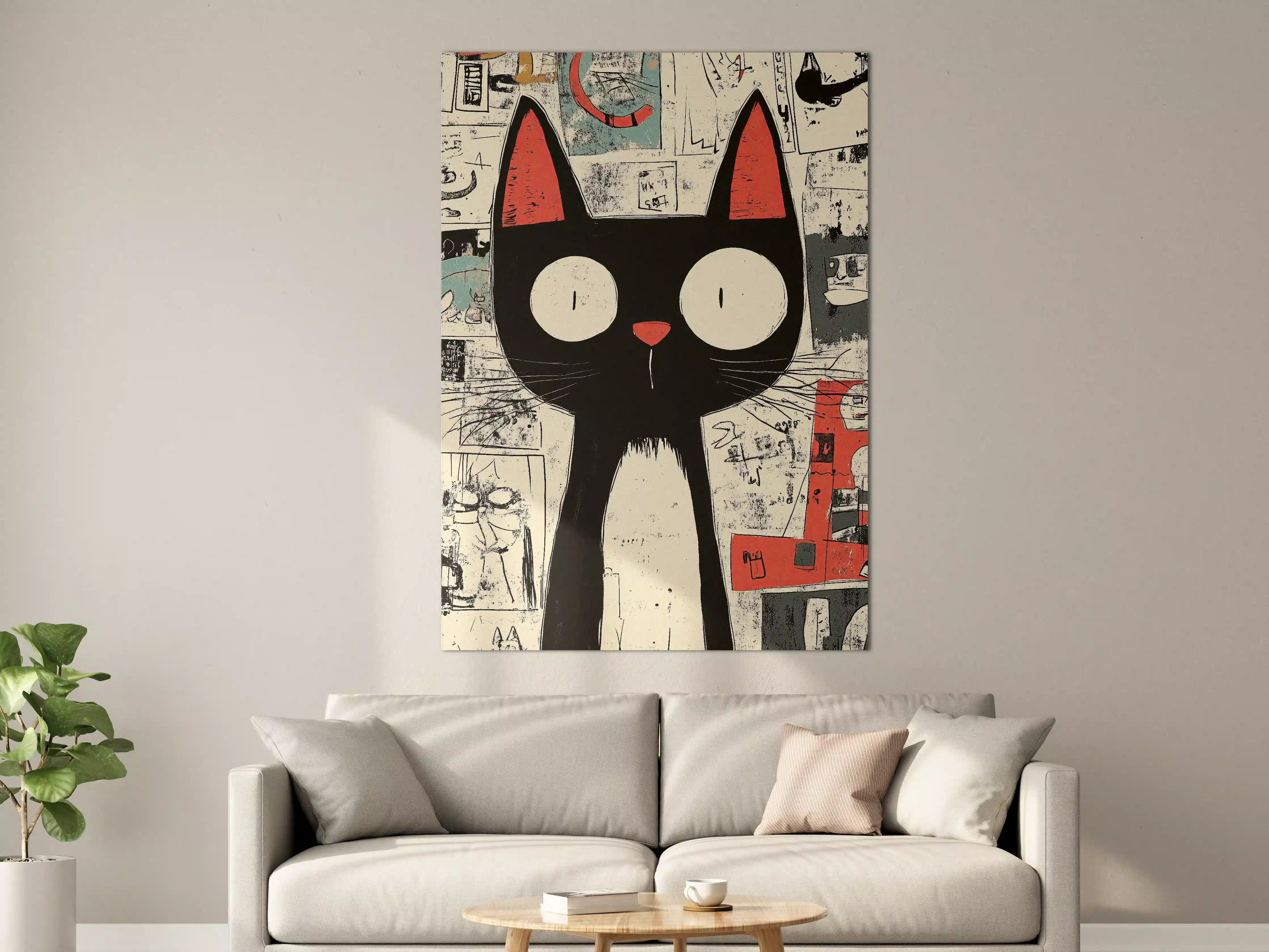 Große Wandbilder - Kreatives Katzenkunstwerk in Modernem Stil
