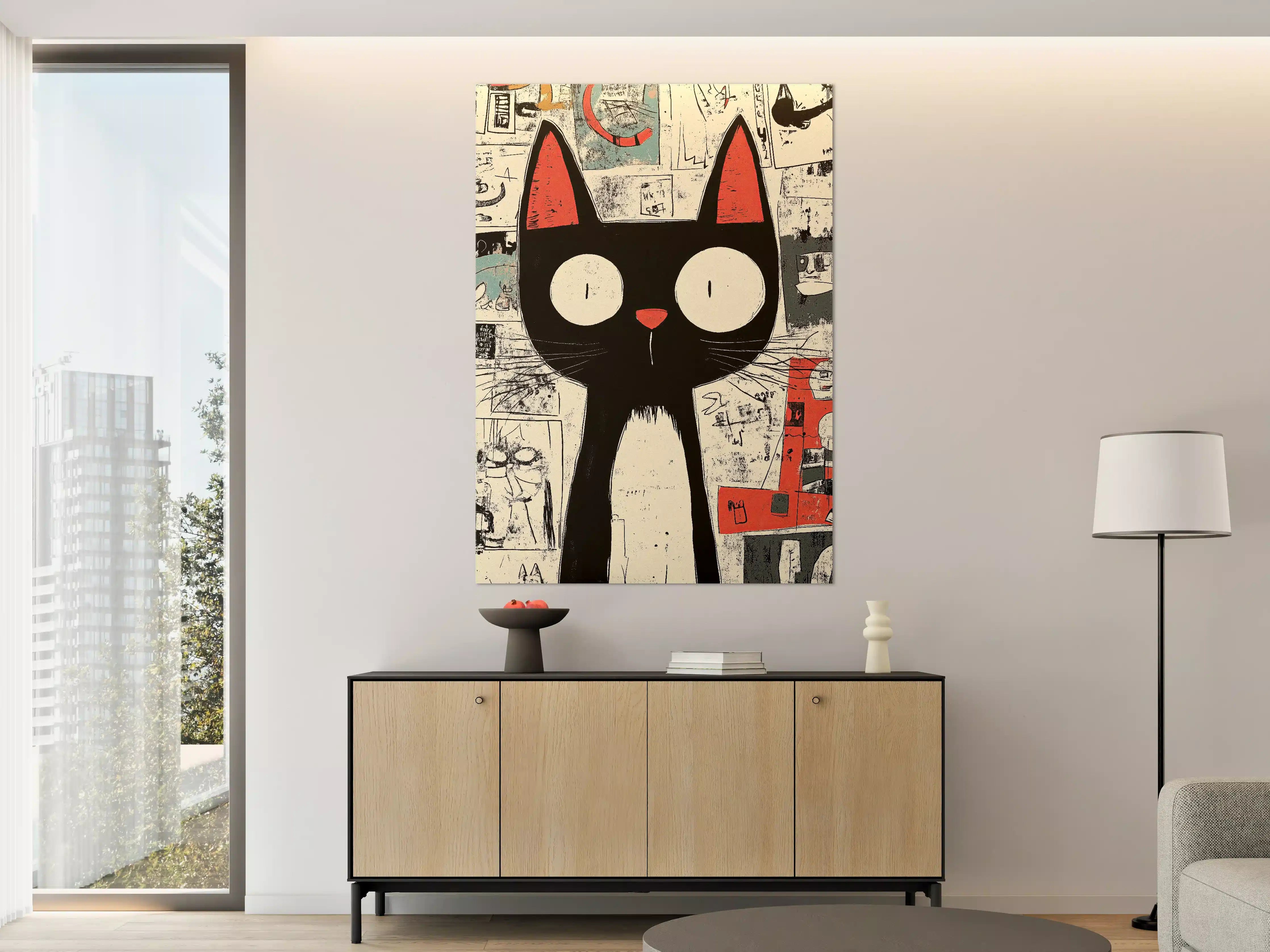 Große Wandbilder - Kreatives Katzenkunstwerk in Modernem Stil