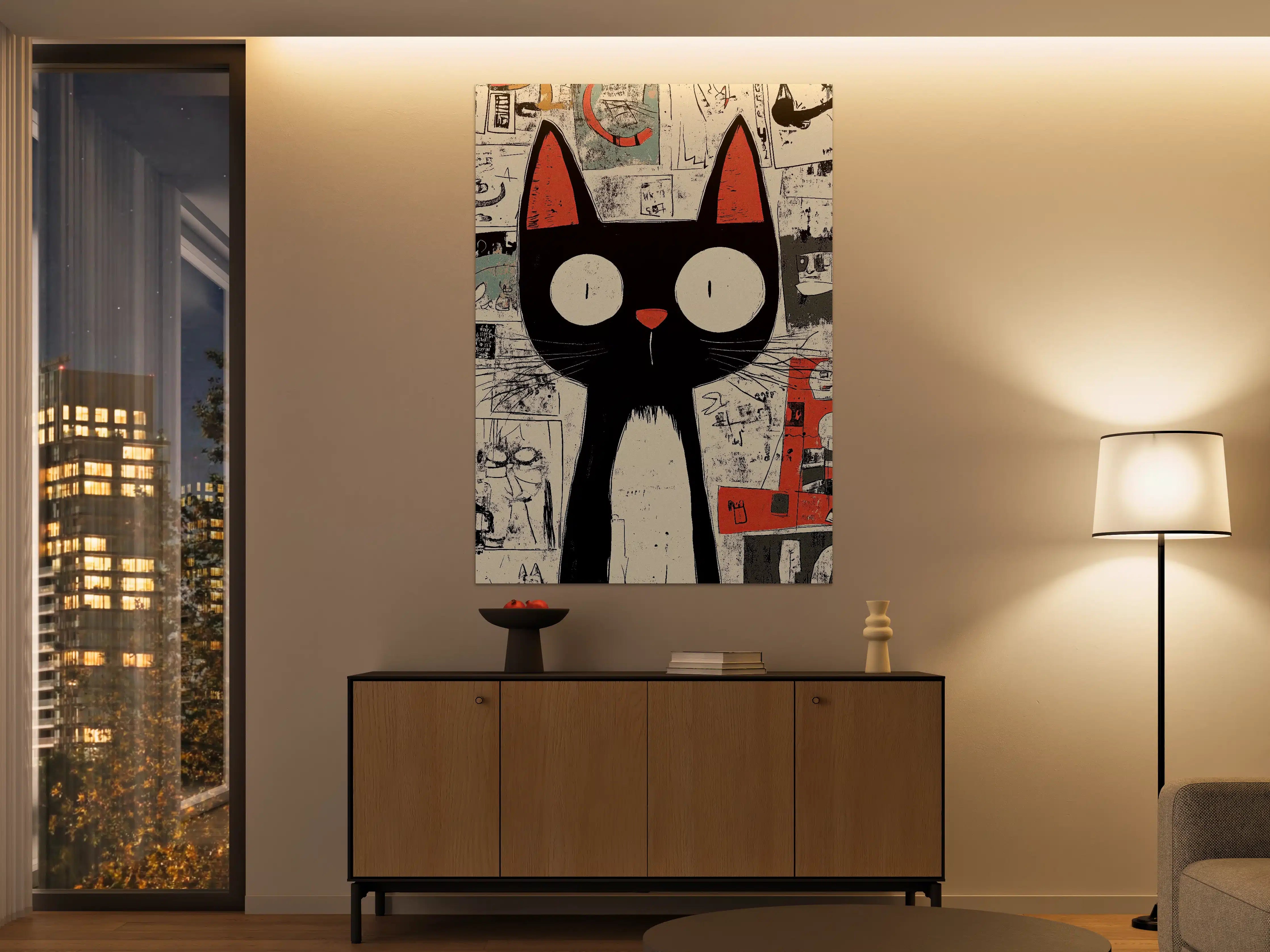 Große Wandbilder - Kreatives Katzenkunstwerk in Modernem Stil