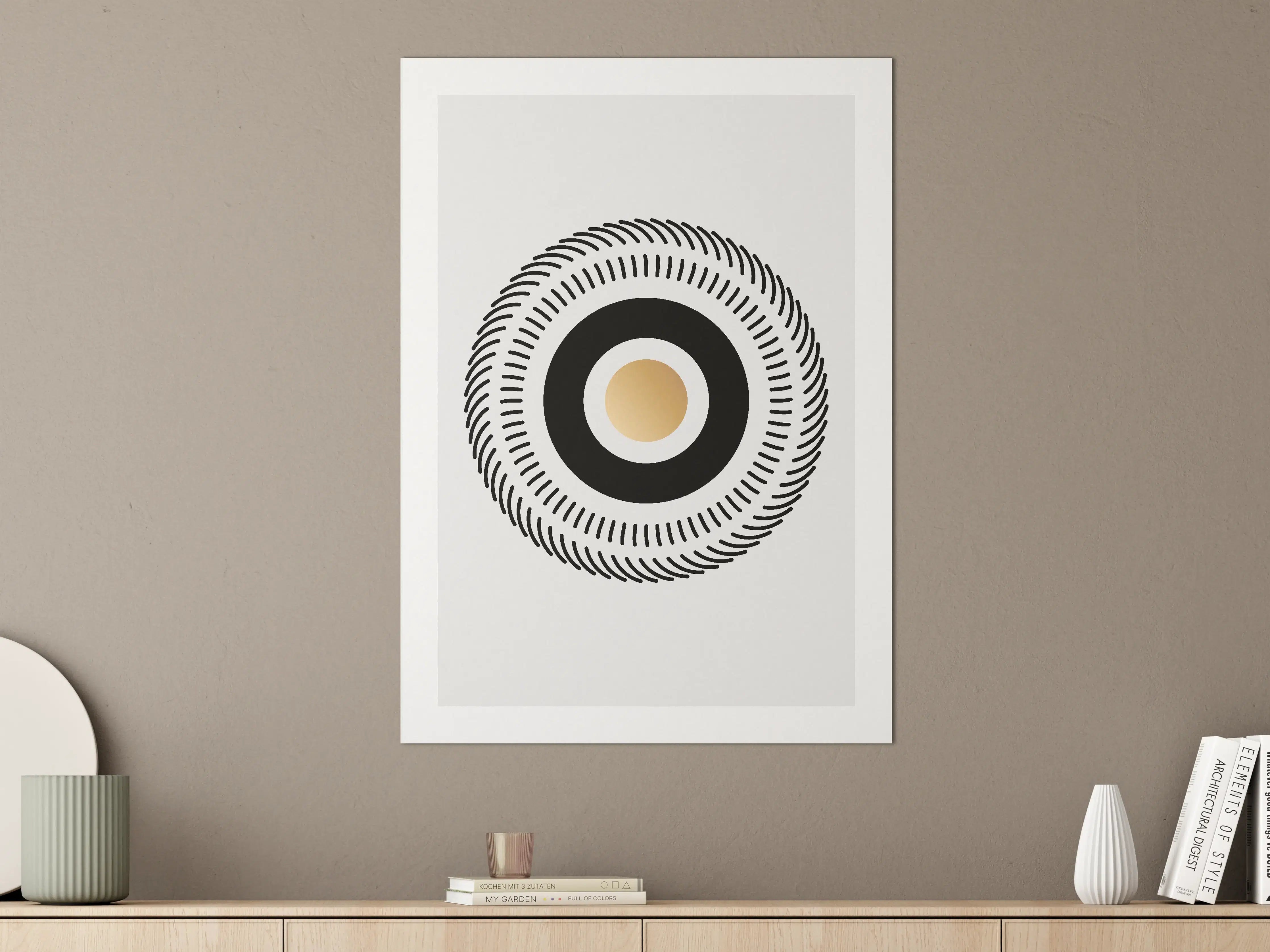 Große Wandbilder - Kreisdesign in Schwarz-Gold