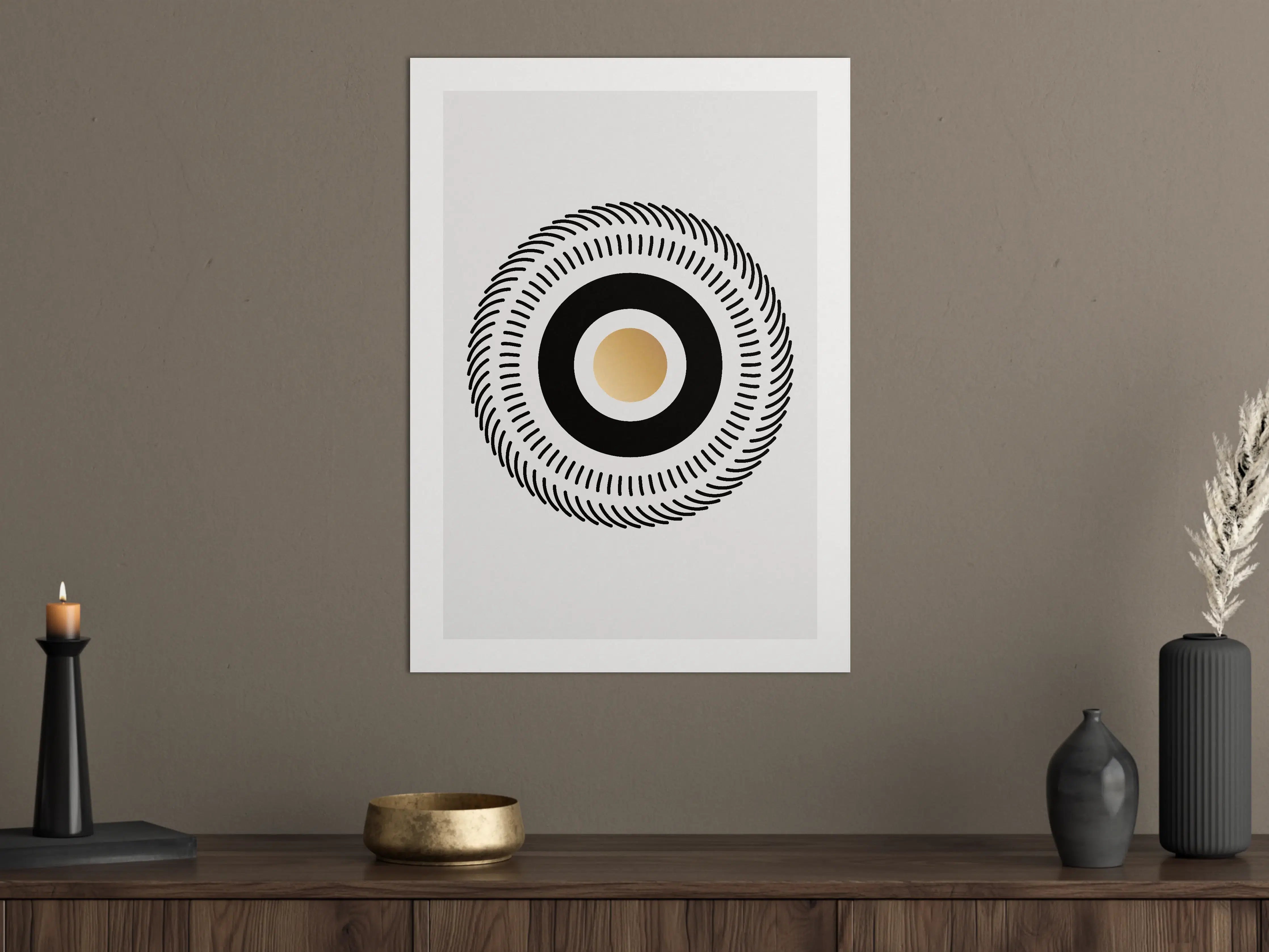 Große Wandbilder - Kreisdesign in Schwarz-Gold