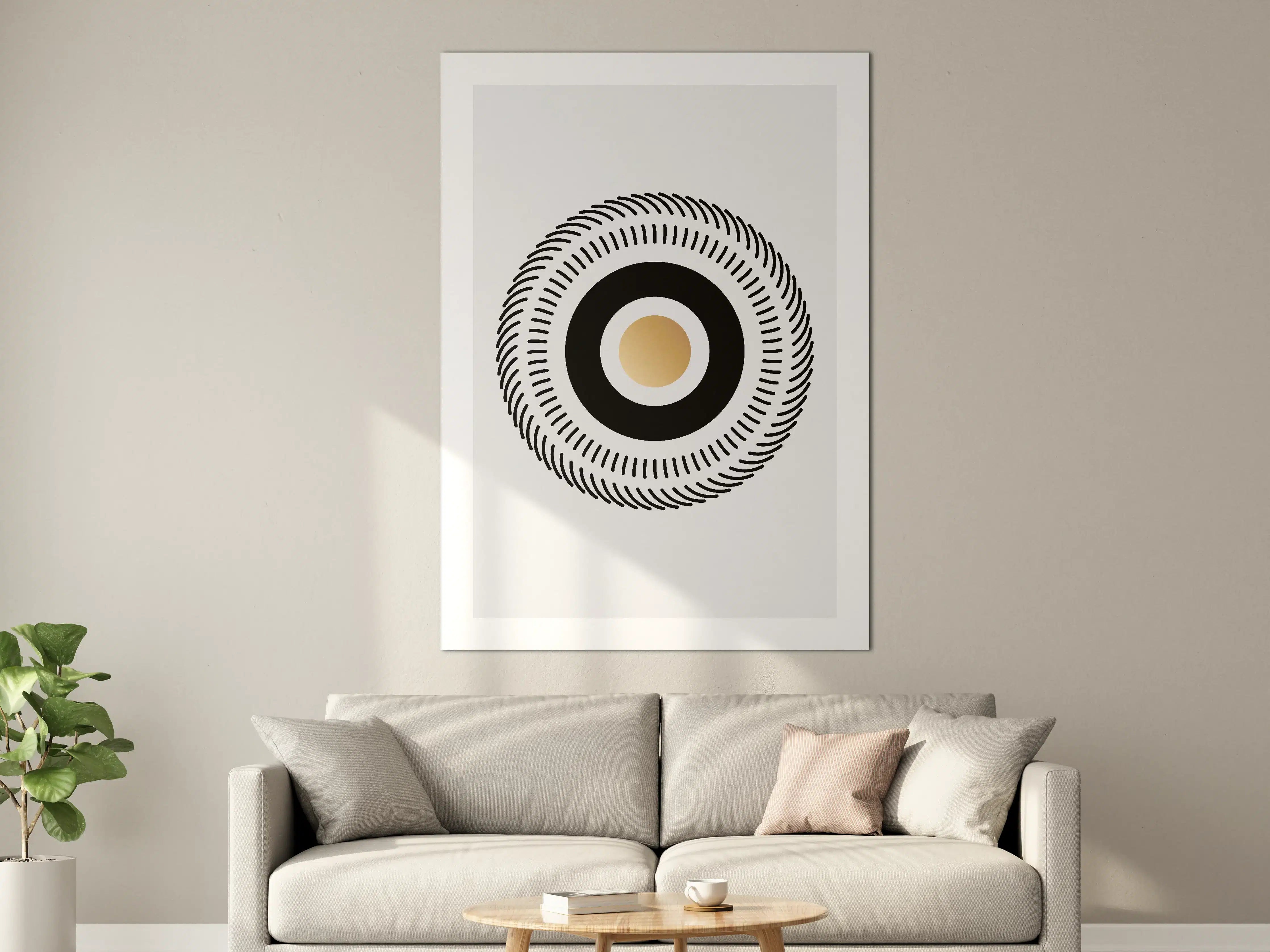 Große Wandbilder - Kreisdesign in Schwarz-Gold