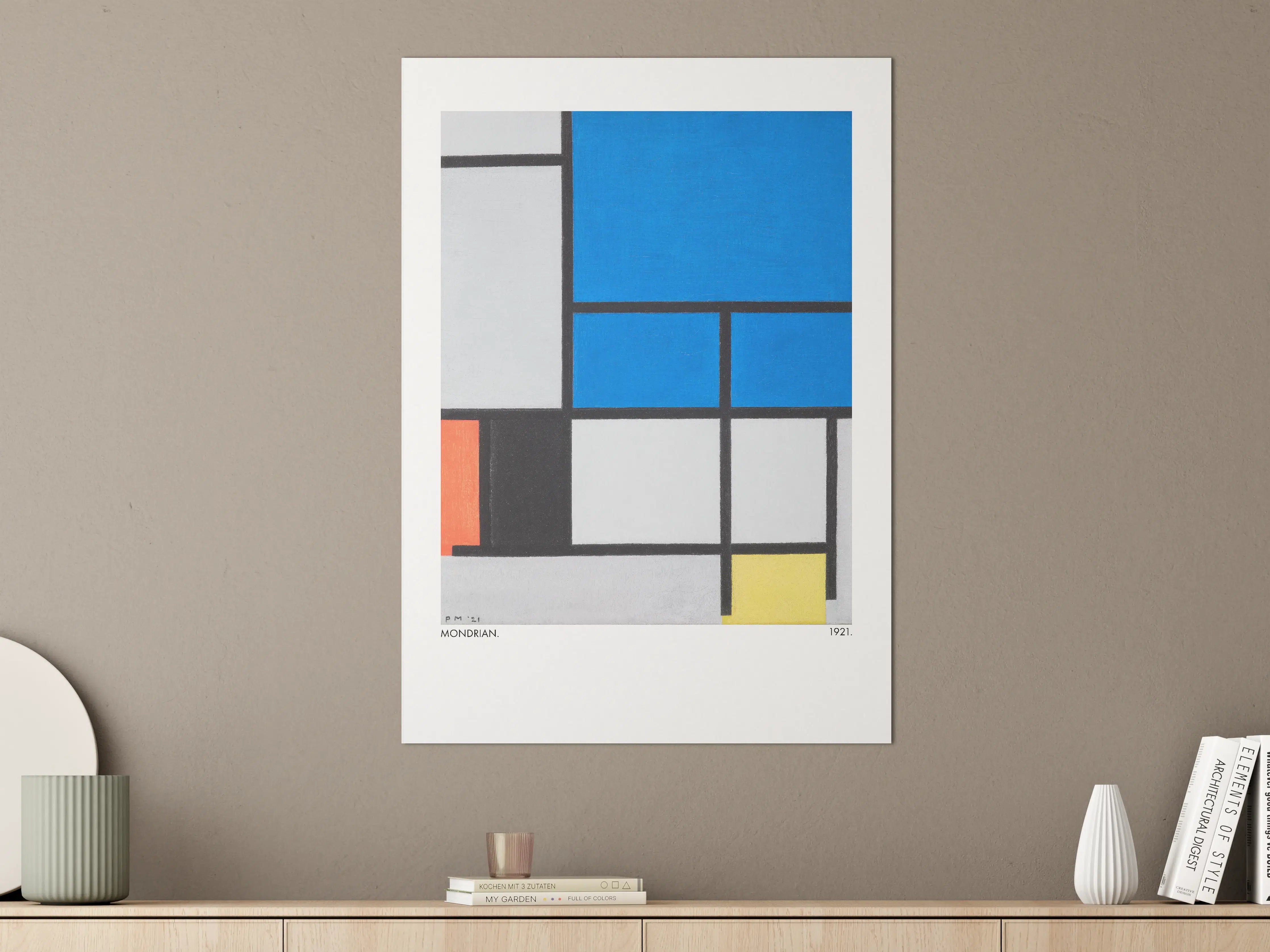 Große Wandbilder - Kubistische Geometrie in Blau und Weiß