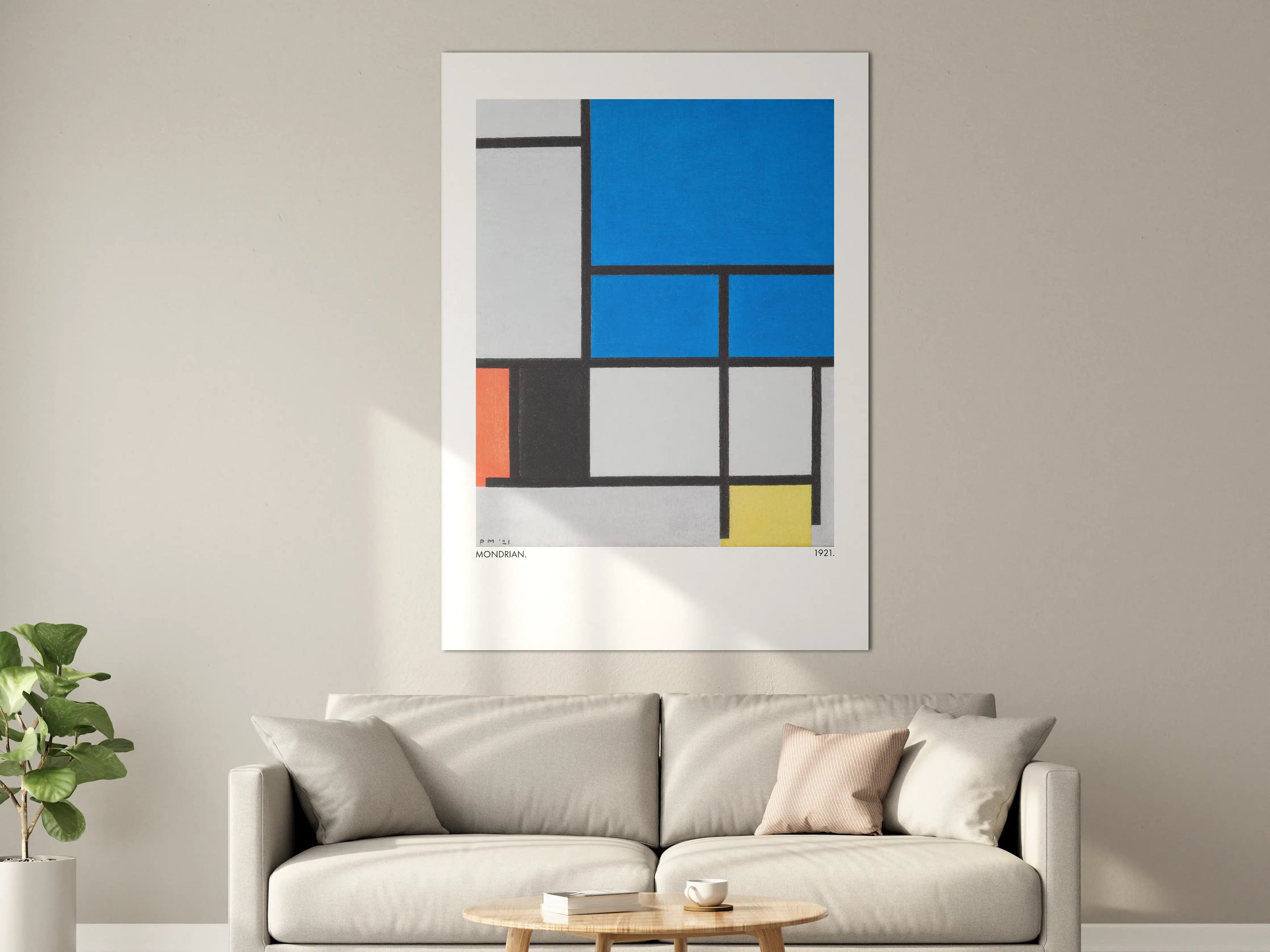 Große Wandbilder - Kubistische Geometrie in Blau und Weiß