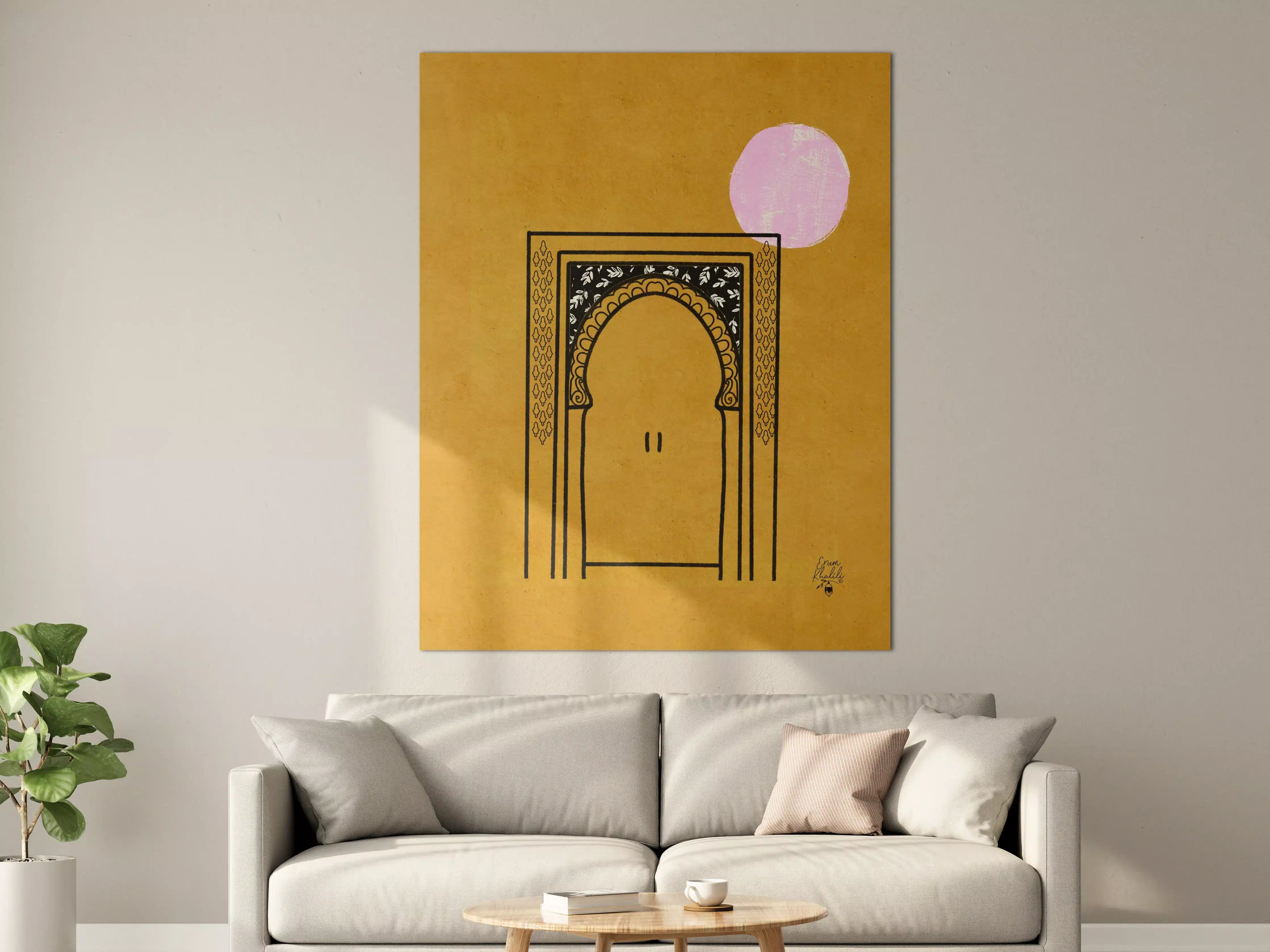 Große Wandbilder - Künstlerische Illustration eines Türrahmens bei Mondlicht