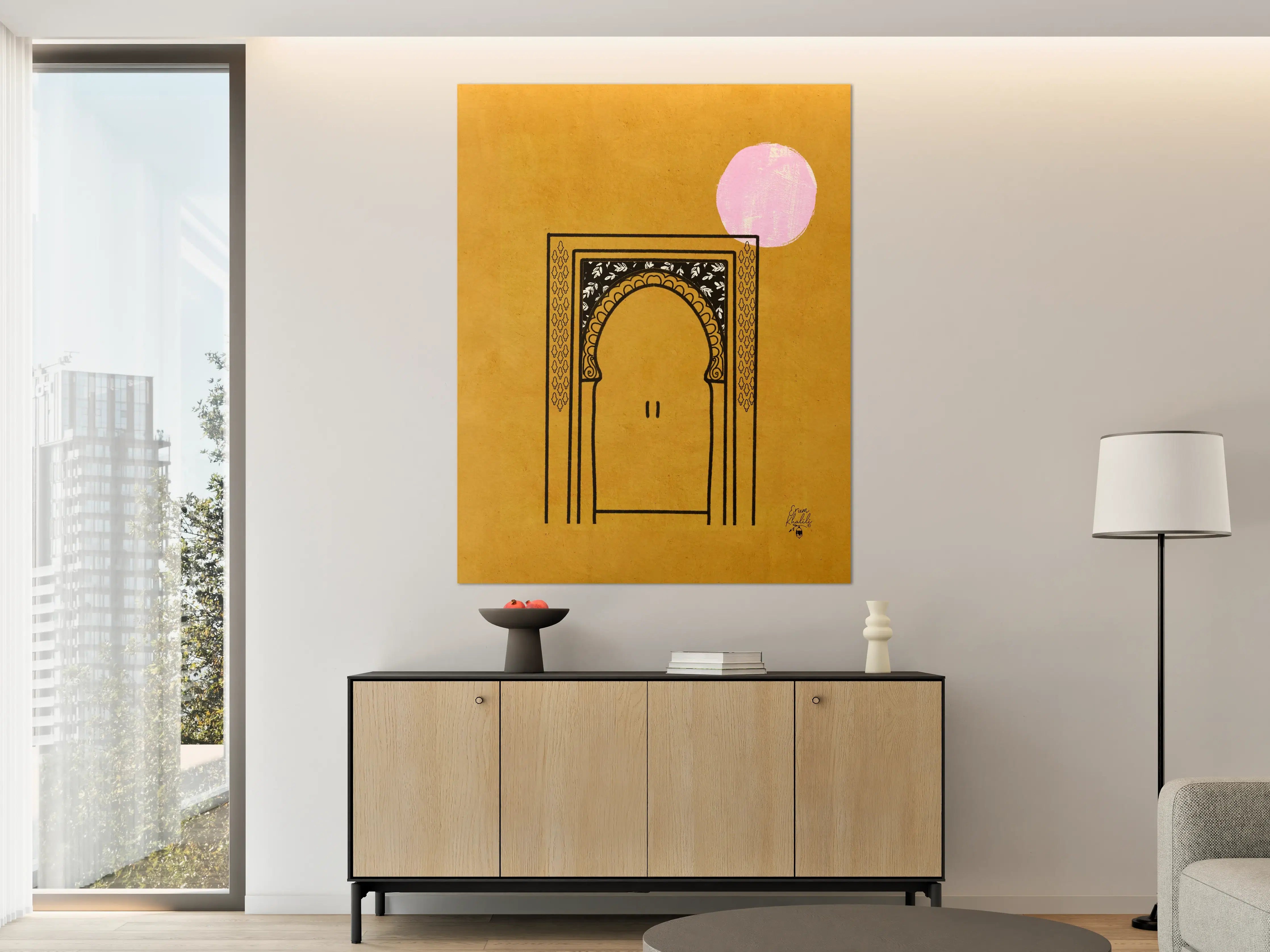 Große Wandbilder - Künstlerische Illustration eines Türrahmens bei Mondlicht