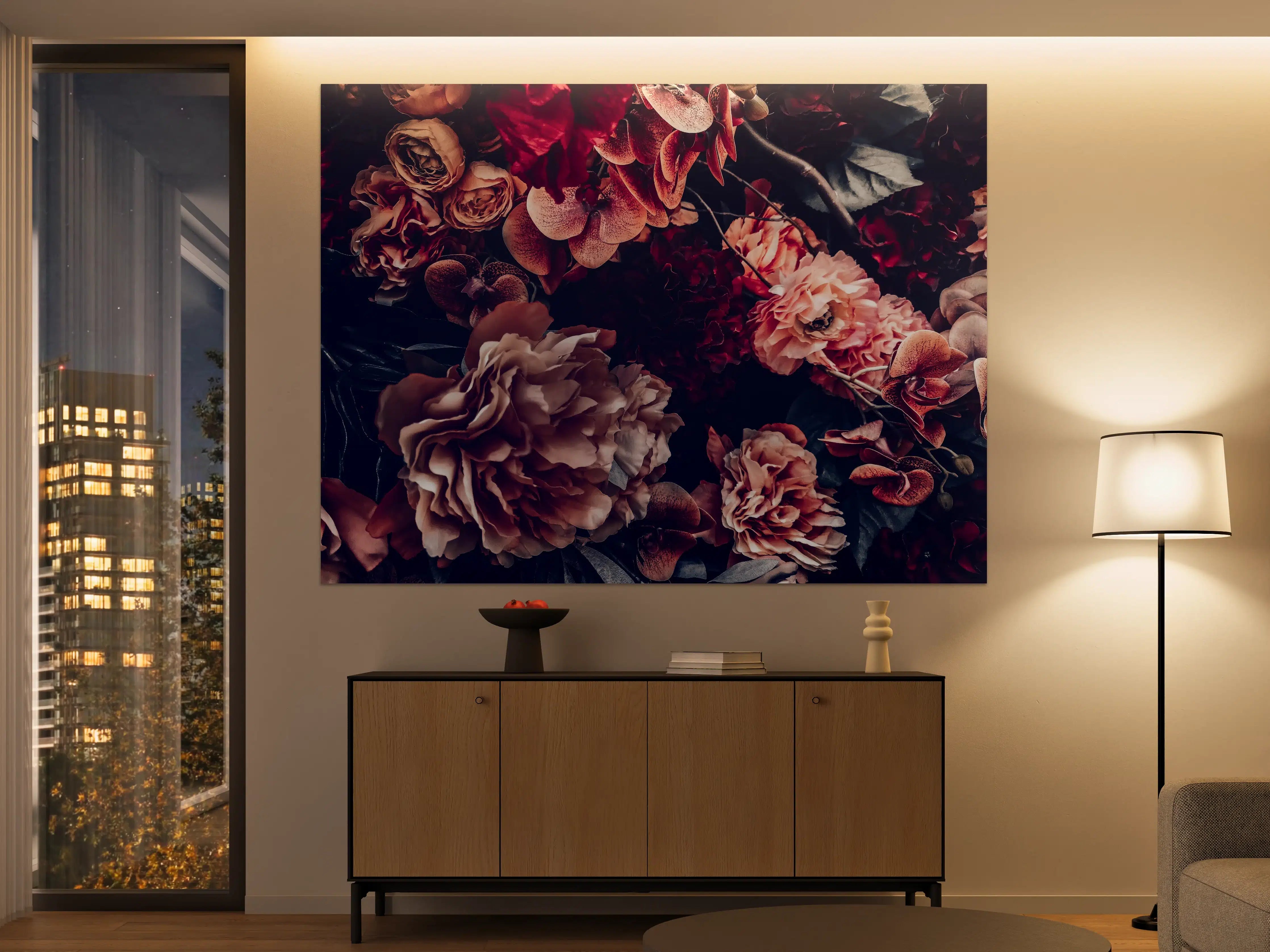 Große Wandbilder - Künstliche Blumen im Vintage-Stil