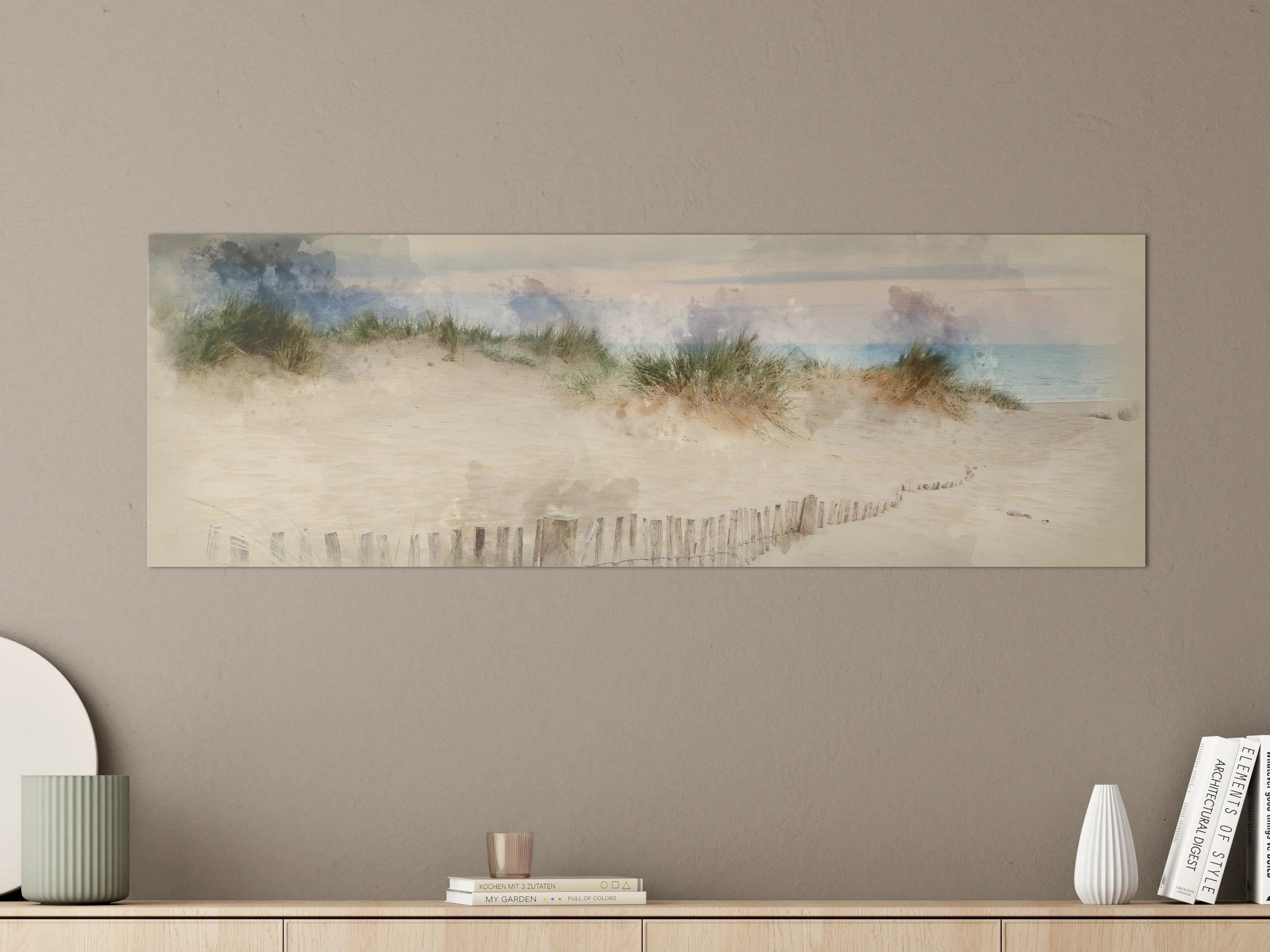 Große Wandbilder - Landschaft am Strand mit Sanddünen und Himmel