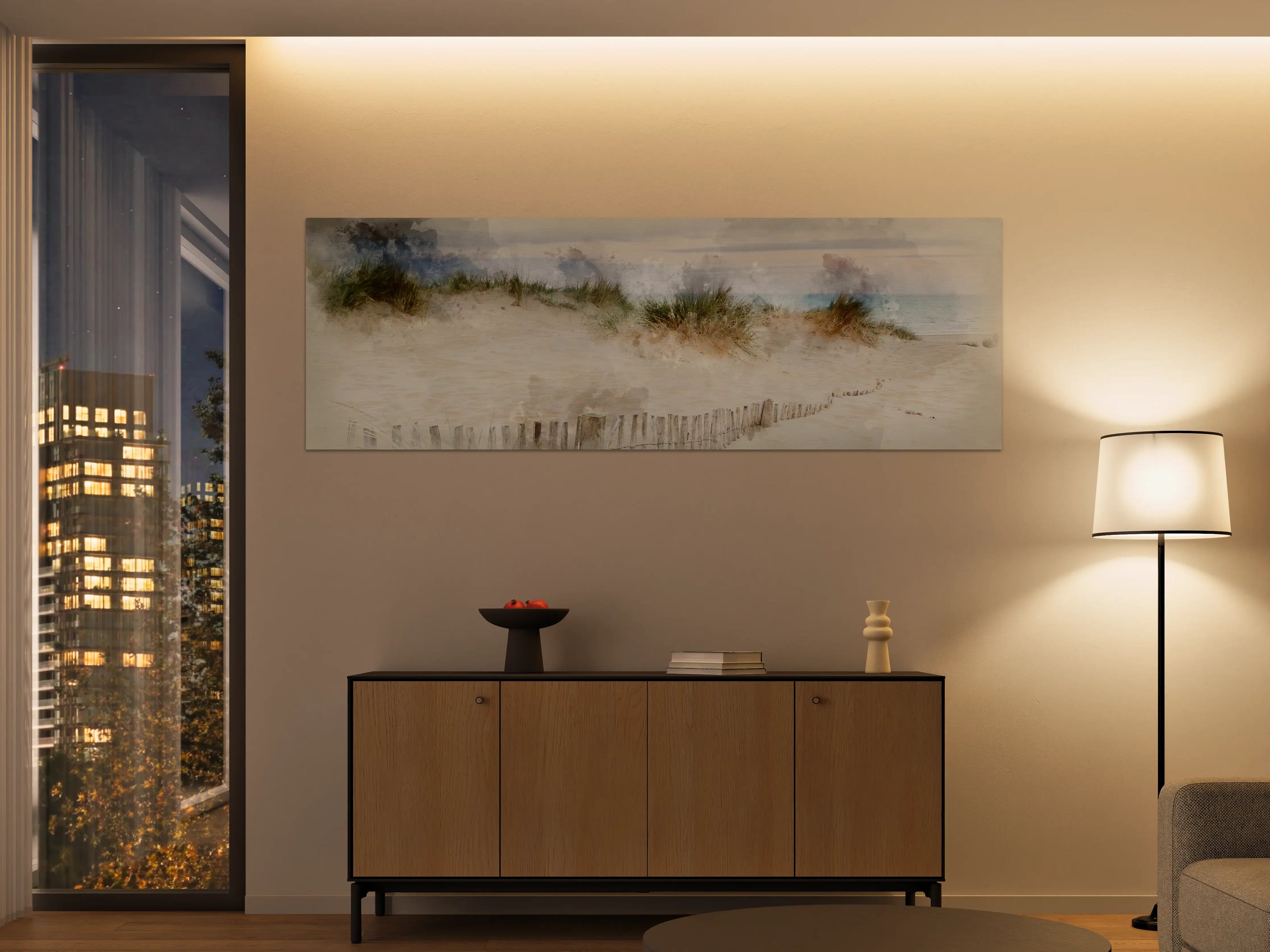Große Wandbilder - Landschaft am Strand mit Sanddünen und Himmel