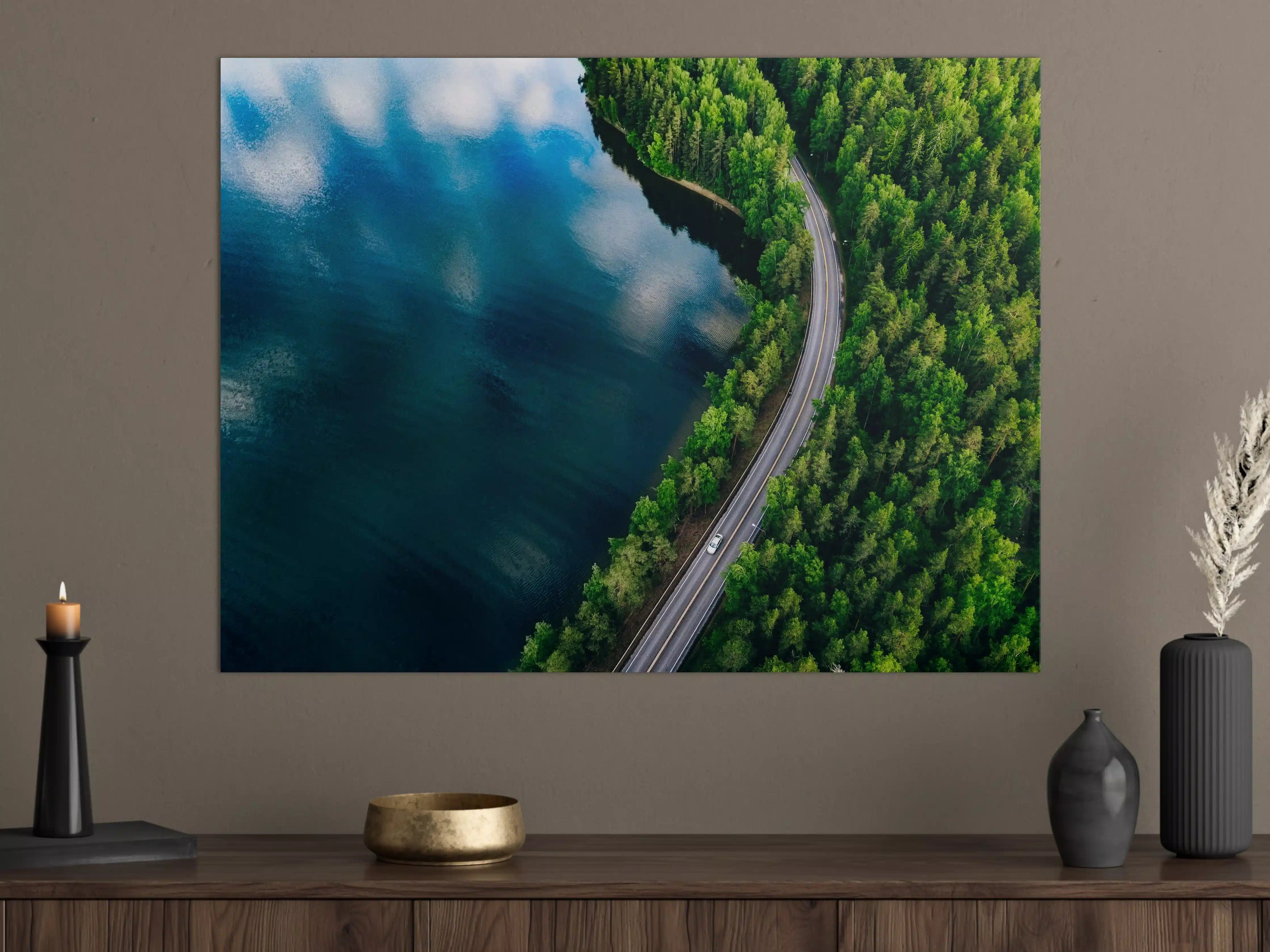 Große Wandbilder - Landschaft am Wasser mit Road